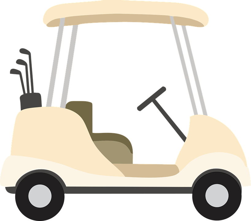 Golf Cartand Clubs Vector Illustration PNG