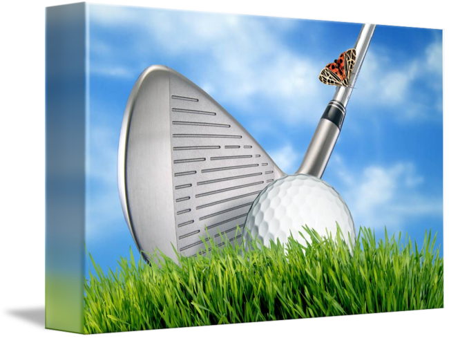 Golf Cluband Ballwith Butterfly PNG