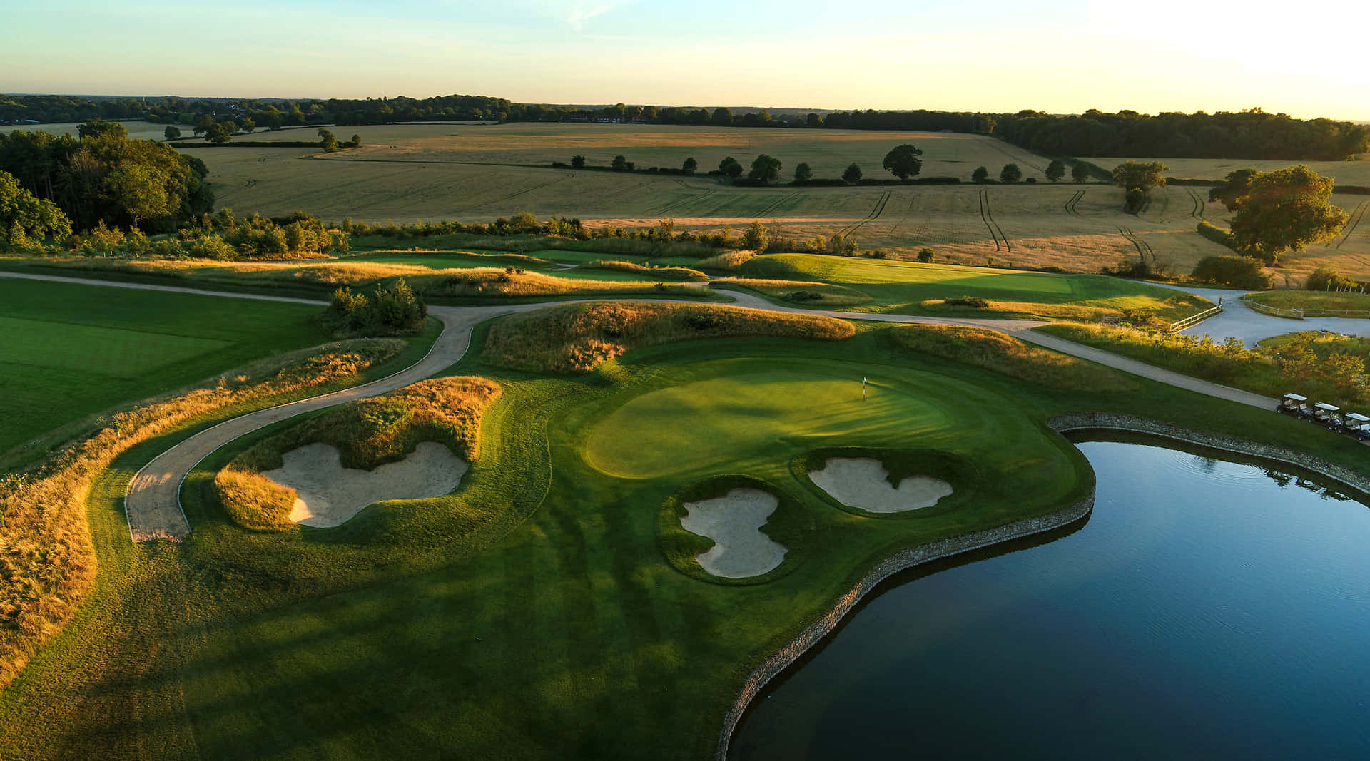 An idyllic view of a lush green golf course