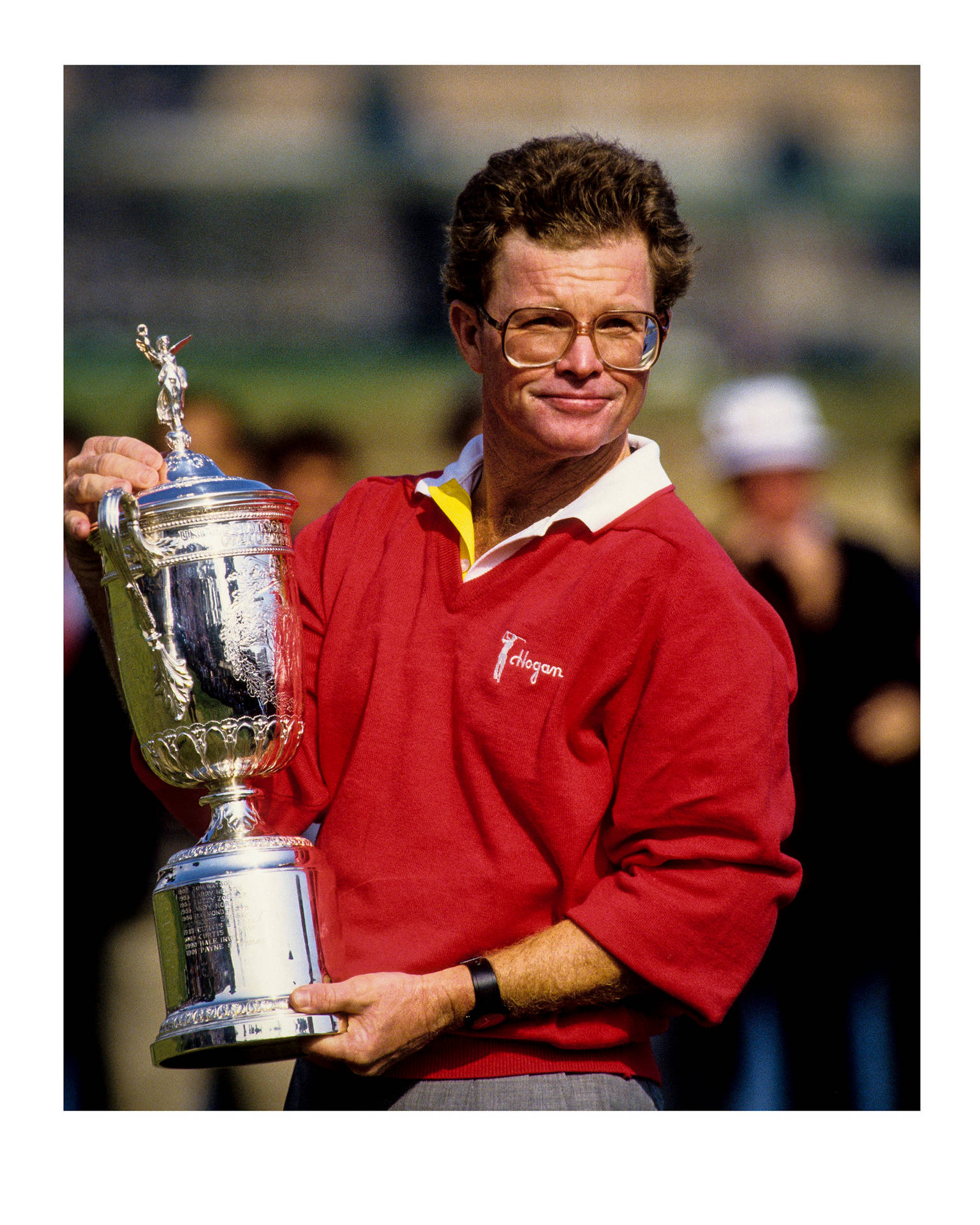 Golfer Tom Kite With Championship Trophy Wallpaper