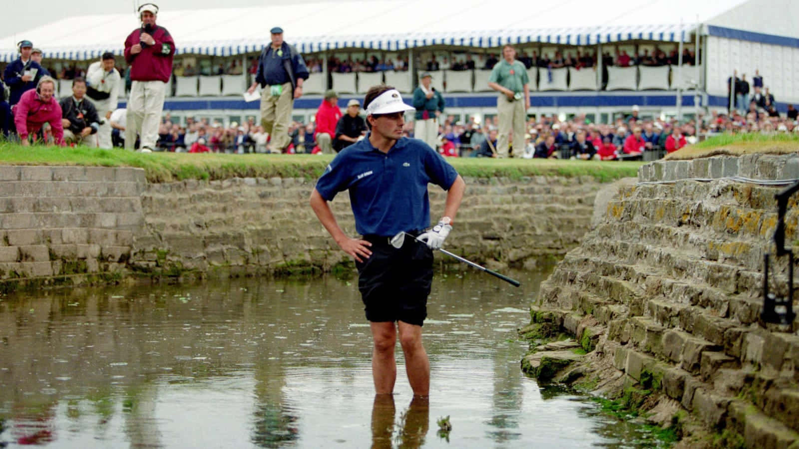 Golfer Waterhindernis Dilemma Achtergrond