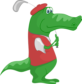 Golfing Crocodile Cartoon PNG