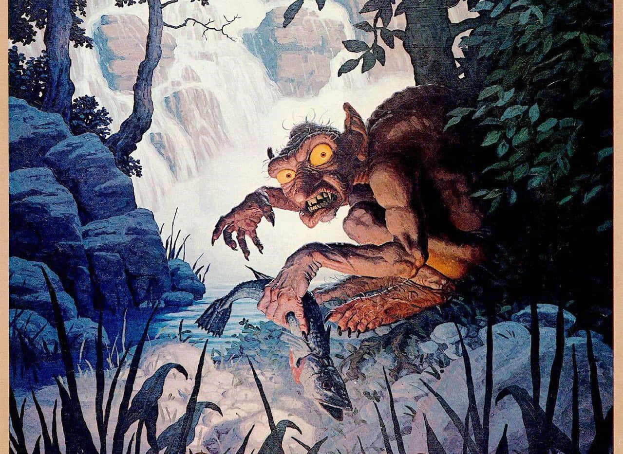 A Painting Of A Troll In The Forest