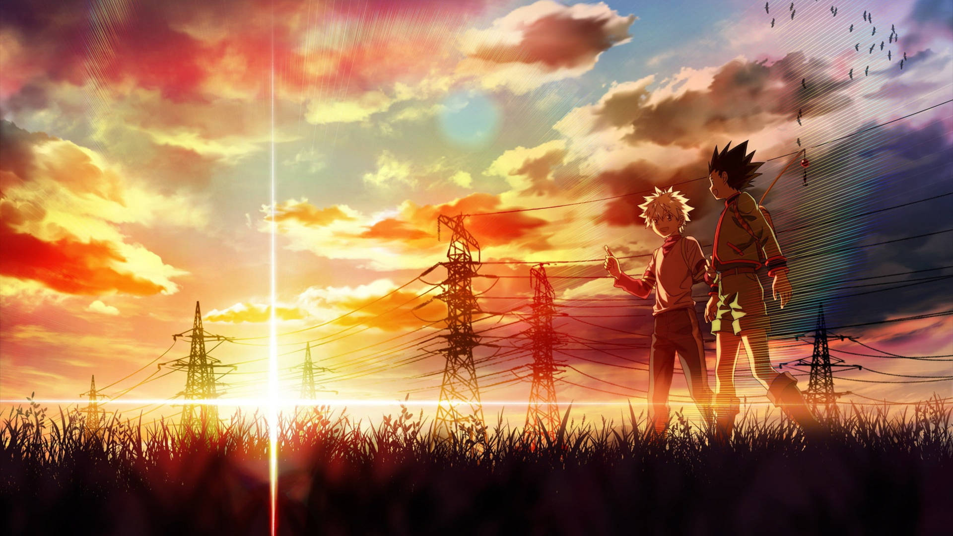 Gon And Killua At Sunset Wallpaper