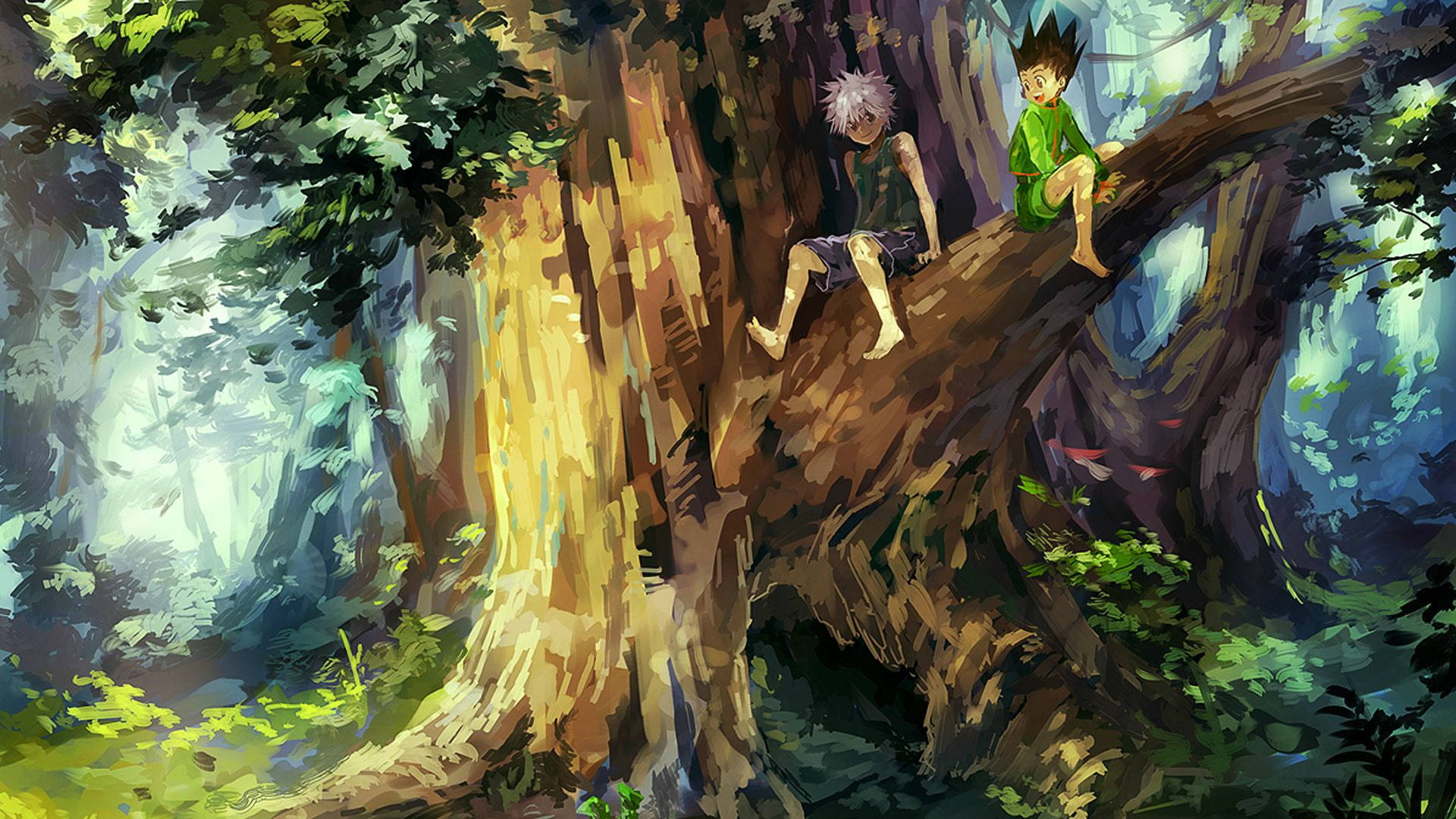Gon And Killua In Nature Painting Wallpaper