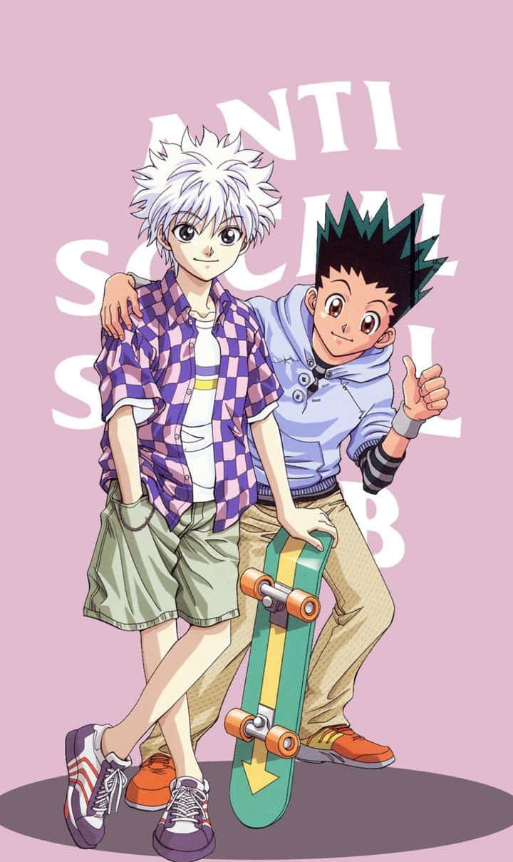 Phone or Adventure? Gon and Killua having a great time! Wallpaper