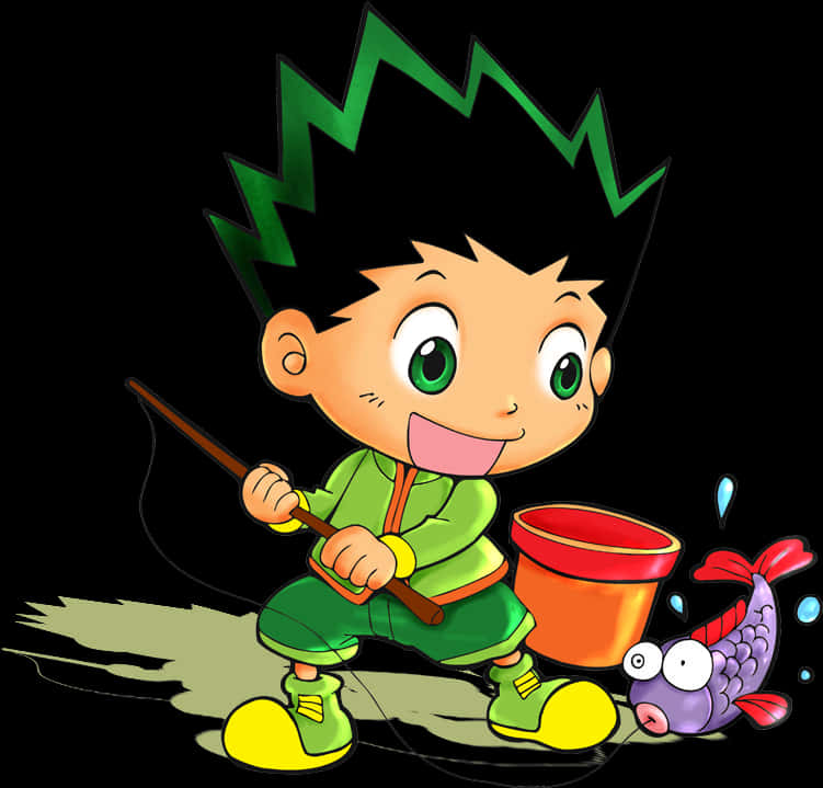 Gon Fishing Adventure Anime Character PNG