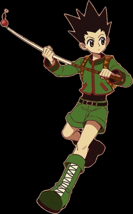 Gon Fishing Rod Action Pose PNG