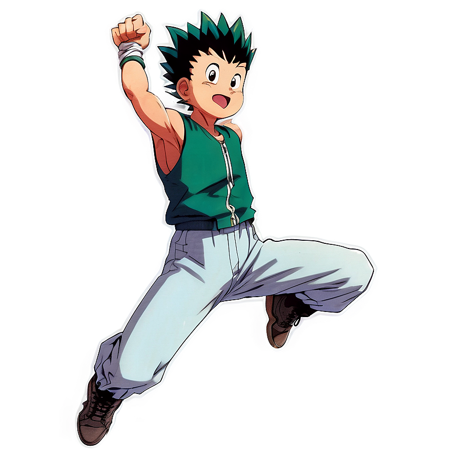 Download Gon Freecss Jumping Action Png Inu75 | Wallpapers.com