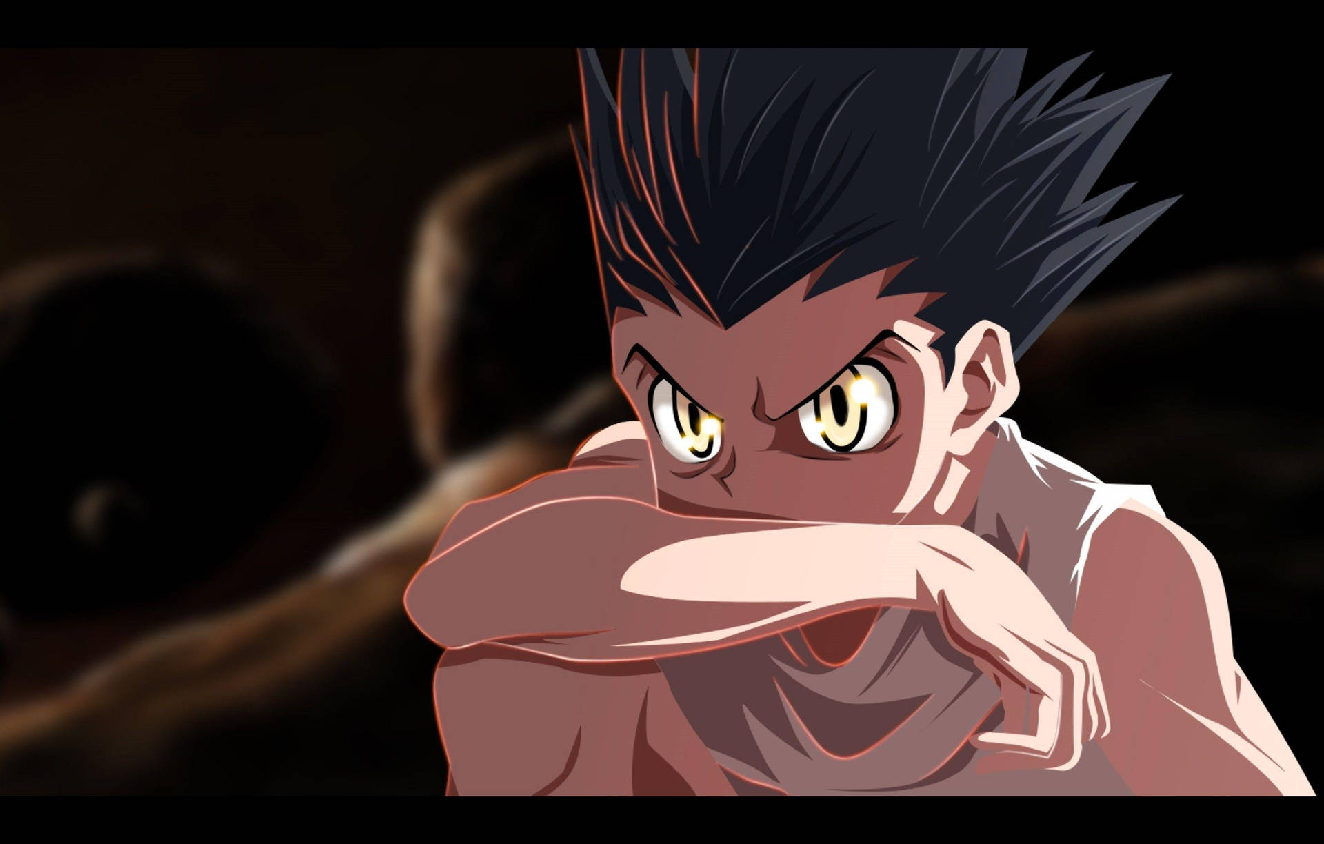 Gon Freecss Squat Red Outline Wallpaper