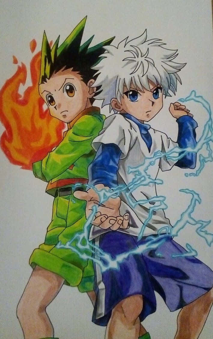 Killua Zoldyck with Gon Freecss From Hunter x Hunter Redraw by abinfty  by Ab KHALED