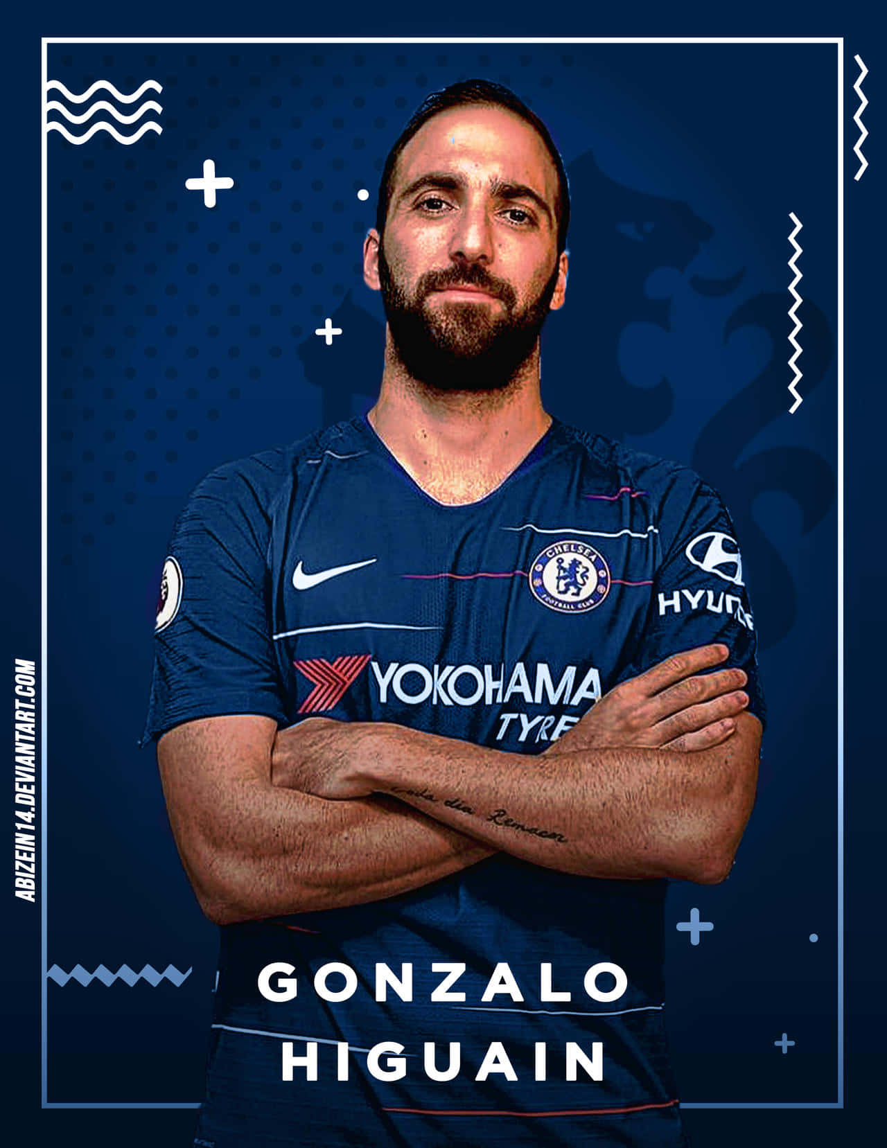 Cartãode Pôster Com Pose De Gonzalo Higuain No Chelsea Fc. Papel de Parede