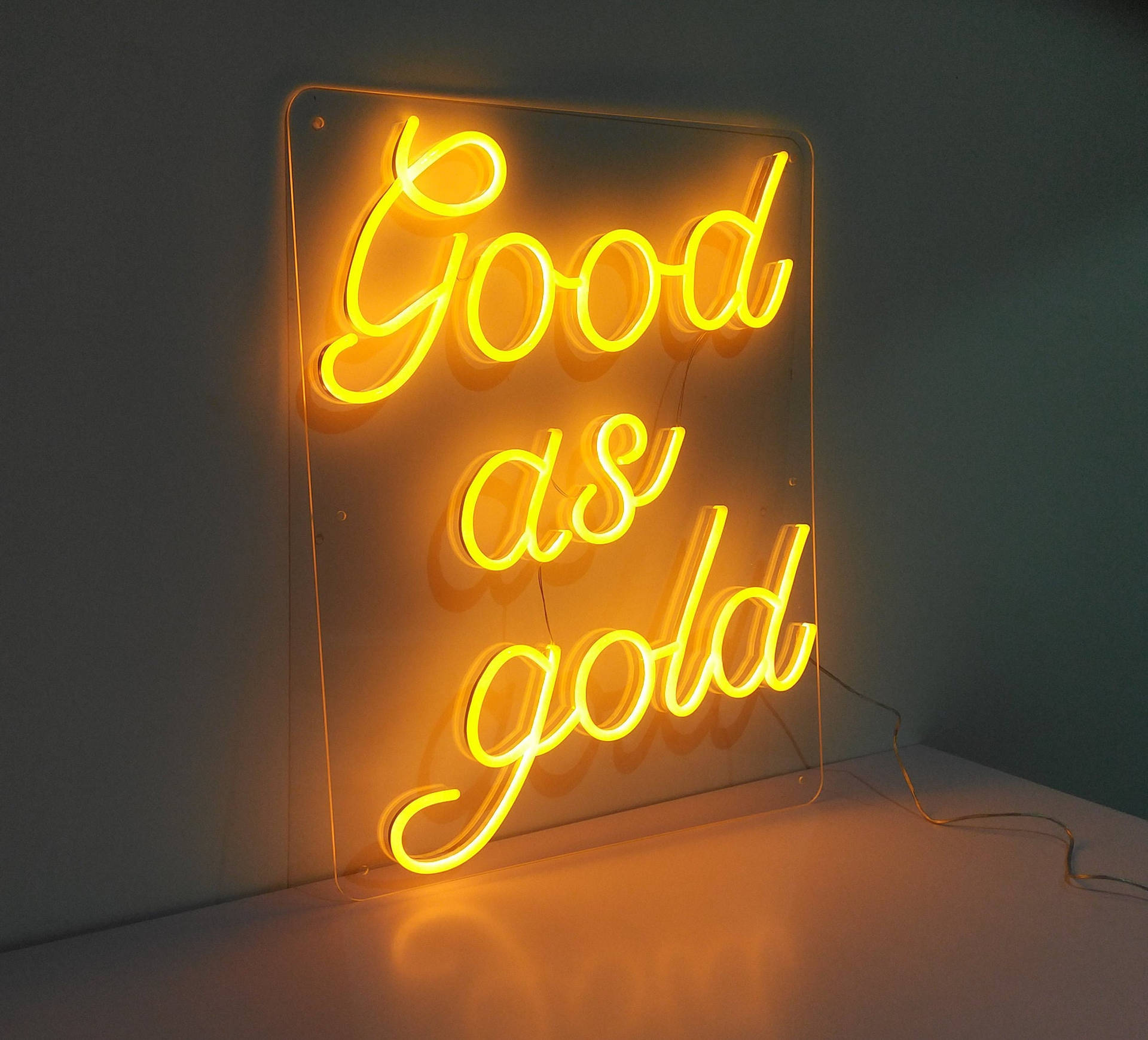 Good As Gold Quote Neon Yellow Wallpaper