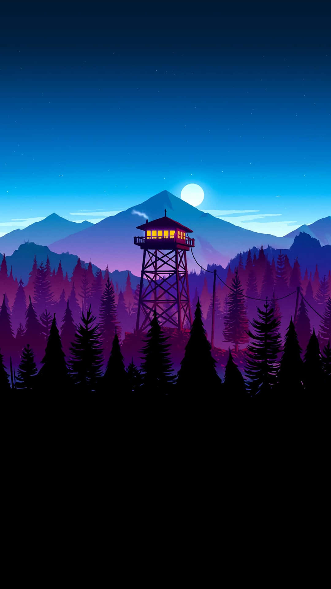 Einenächtliche Szene Mit Einem Turm Im Wald