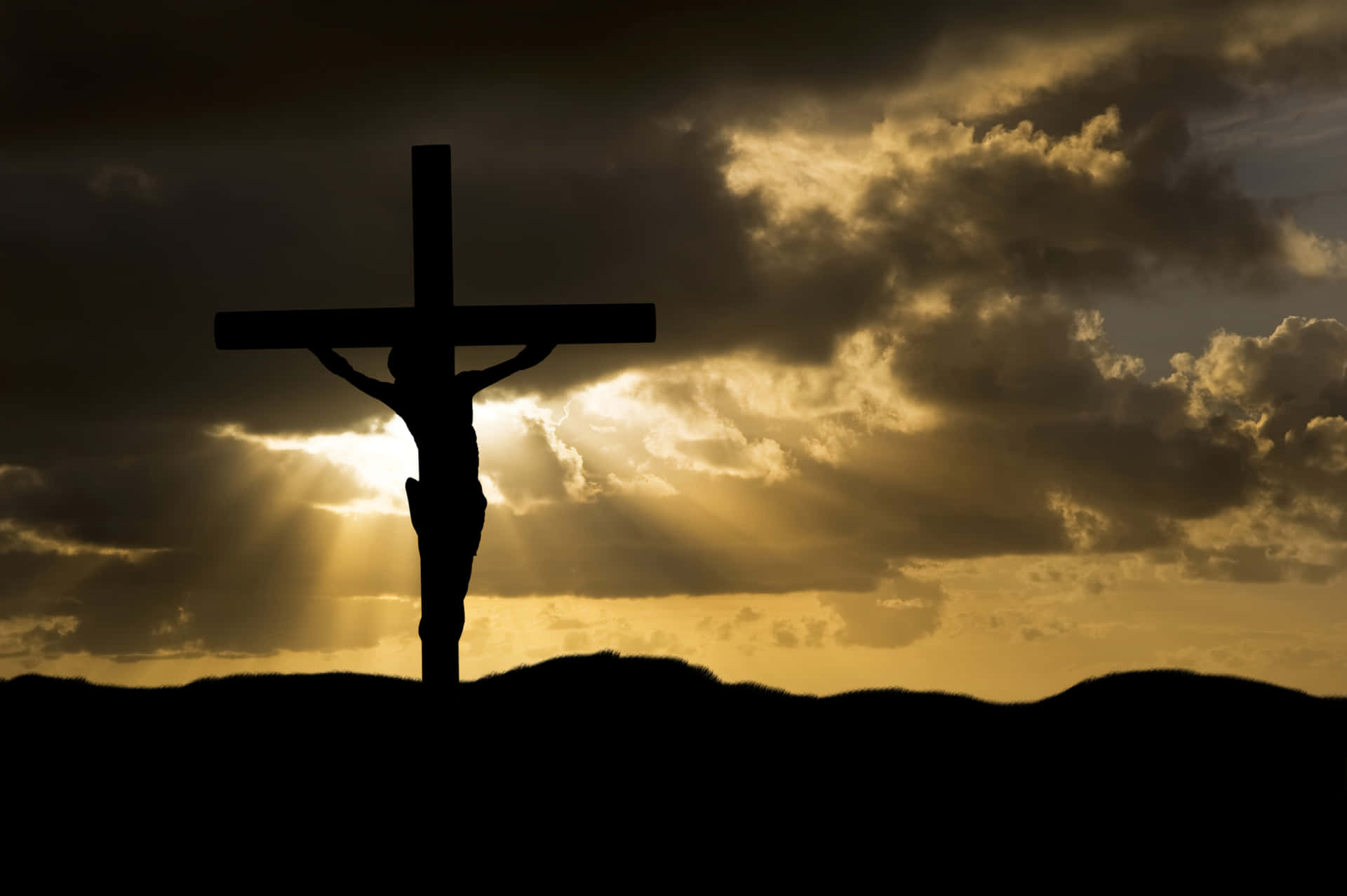 Einesilhouette Von Jesus Am Kreuz