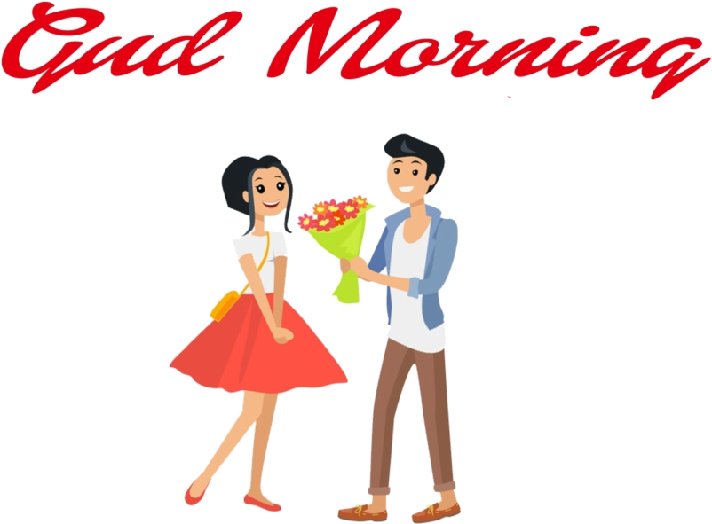Good Morning Couplewith Flowers PNG