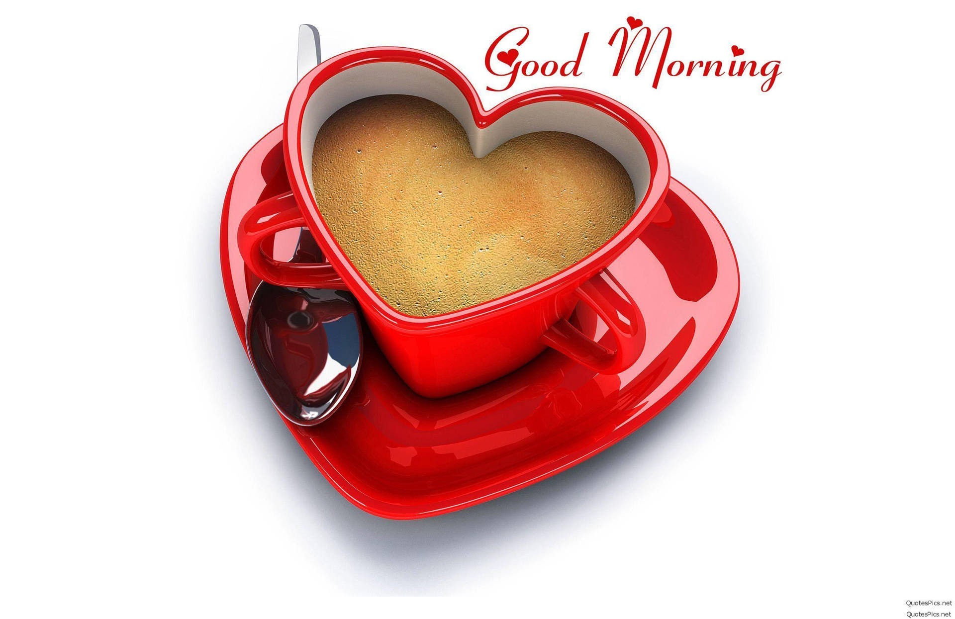 Good Morning HD Heart Coffee Cup Wallpaper