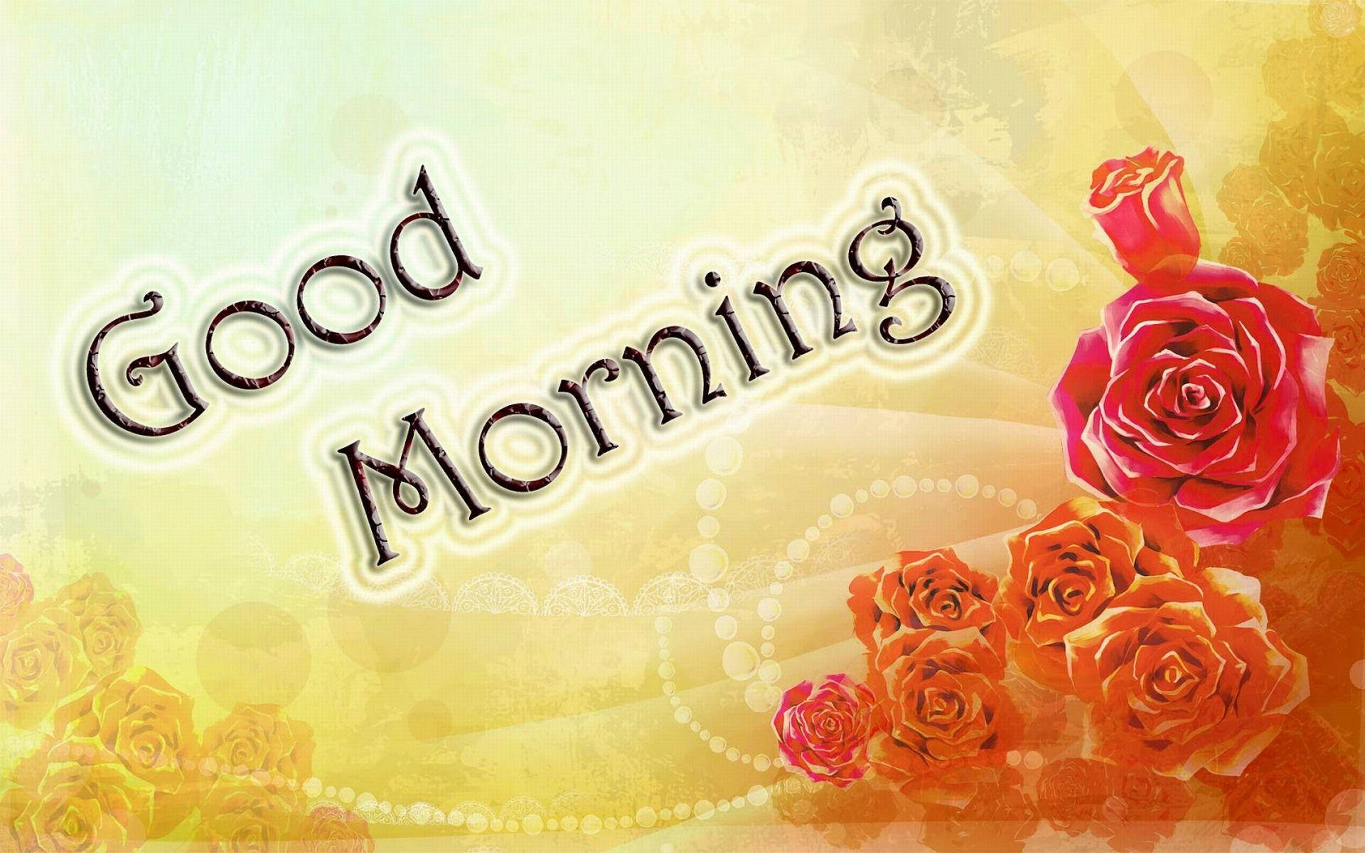 Gutenmorgen Hd Mit Orangefarbenen Blumen Wallpaper
