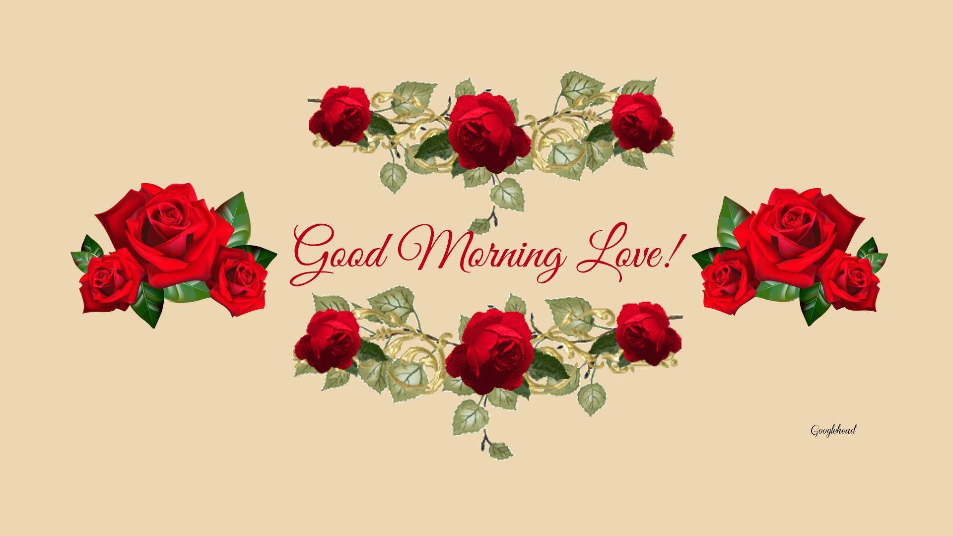 Godmorgen HD med røde roser Wallpaper