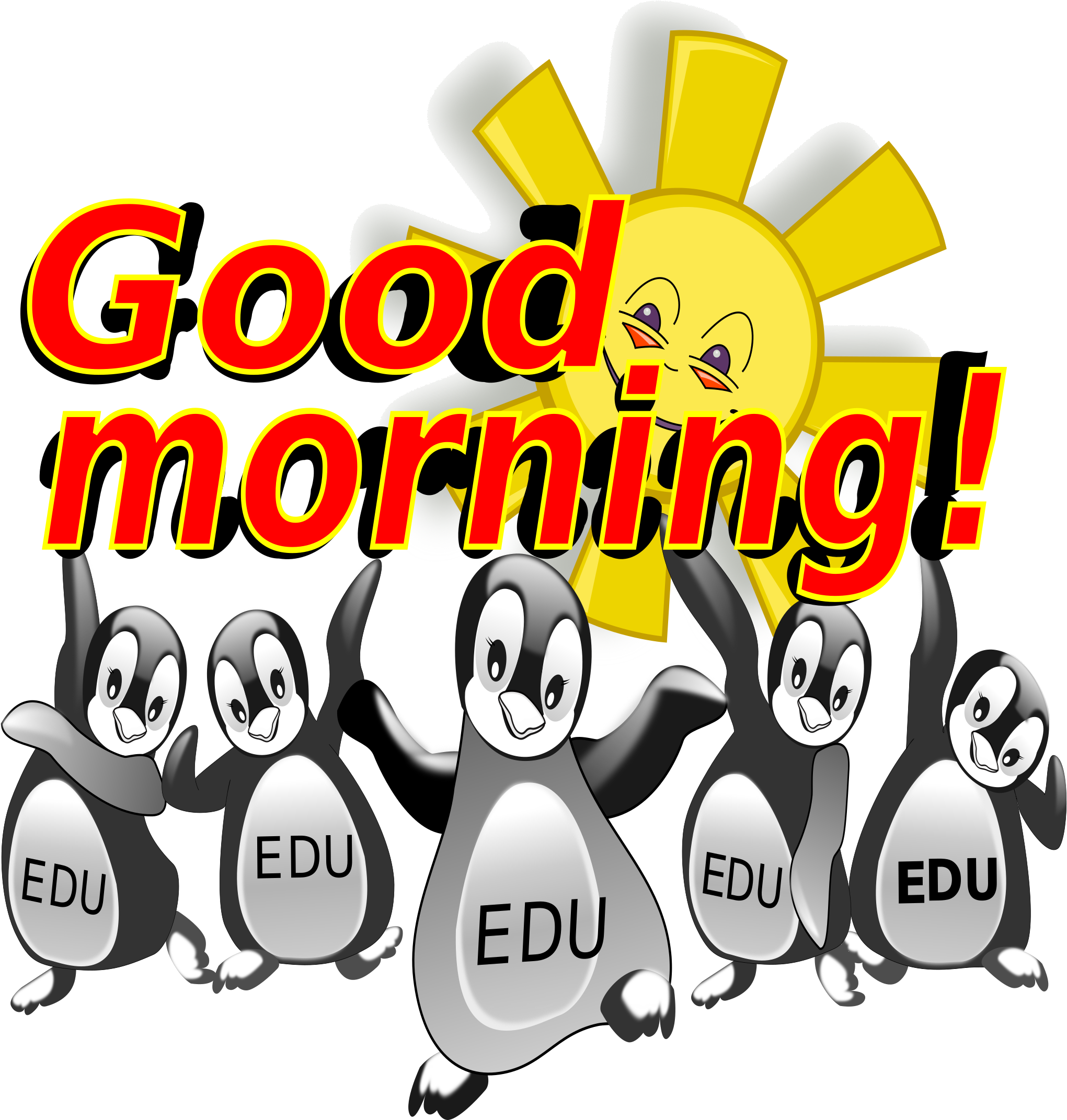 Good Morning Penguinsand Sun Illustration PNG