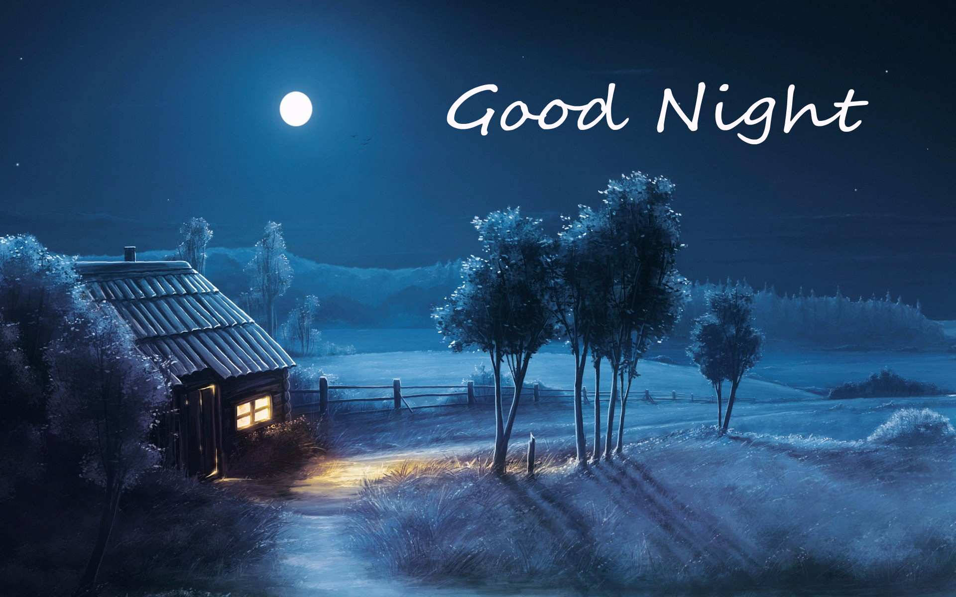 Download Good Night Blue House Wallpaper 