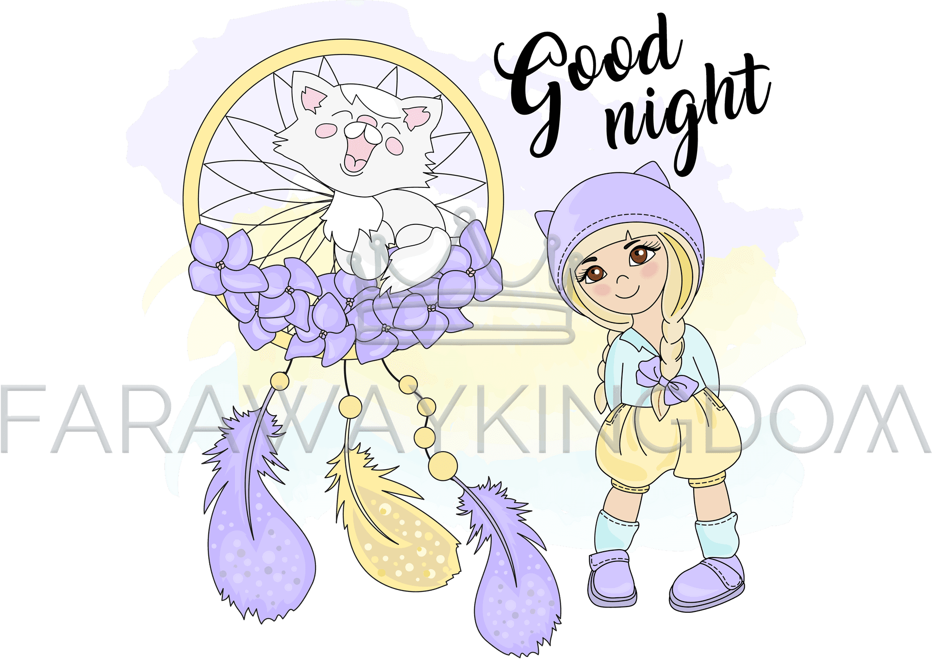 Good Night Wisheswith Cute Characters PNG