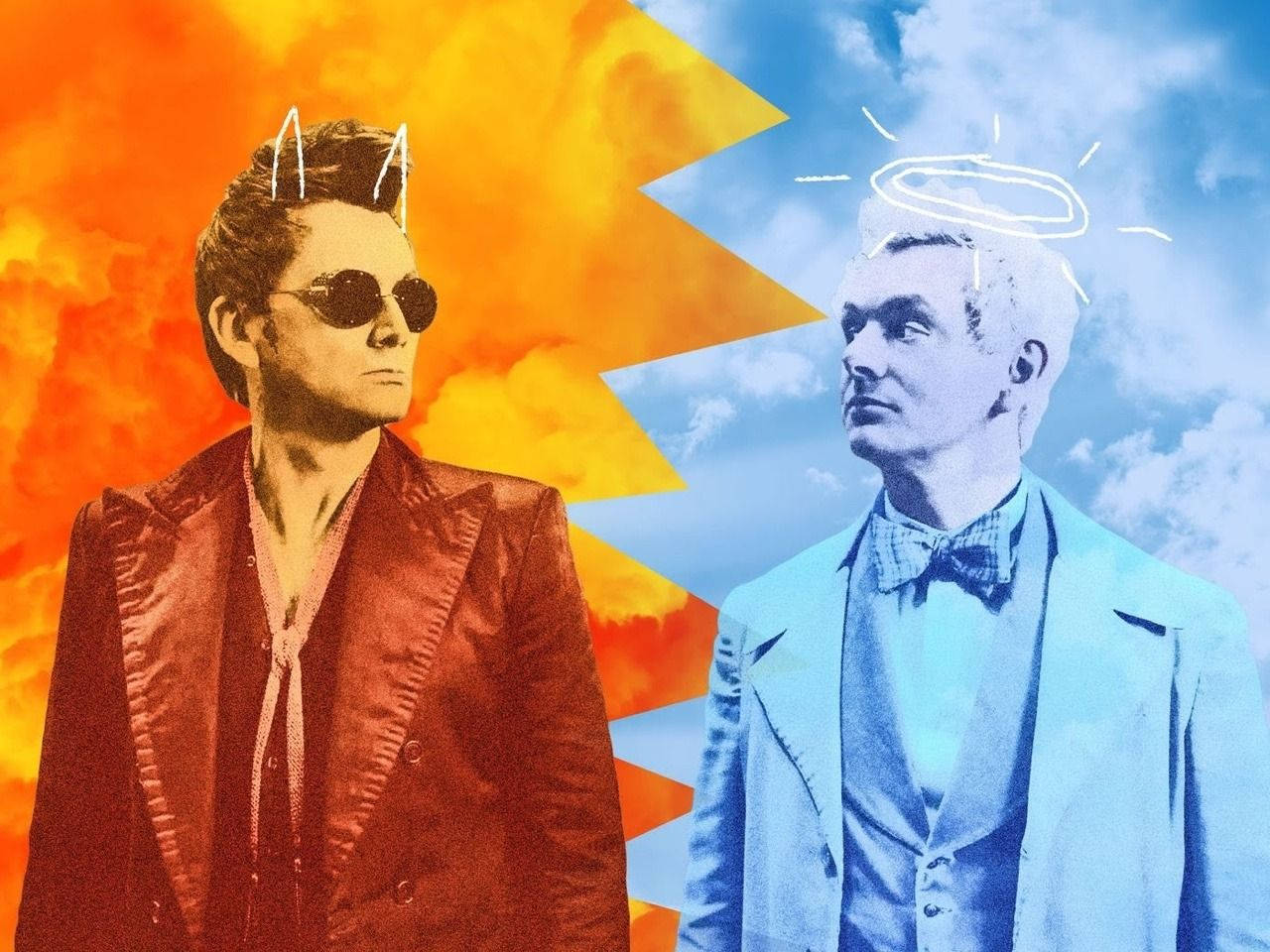 Good Omens Angel And Demon Poster Wallpaper