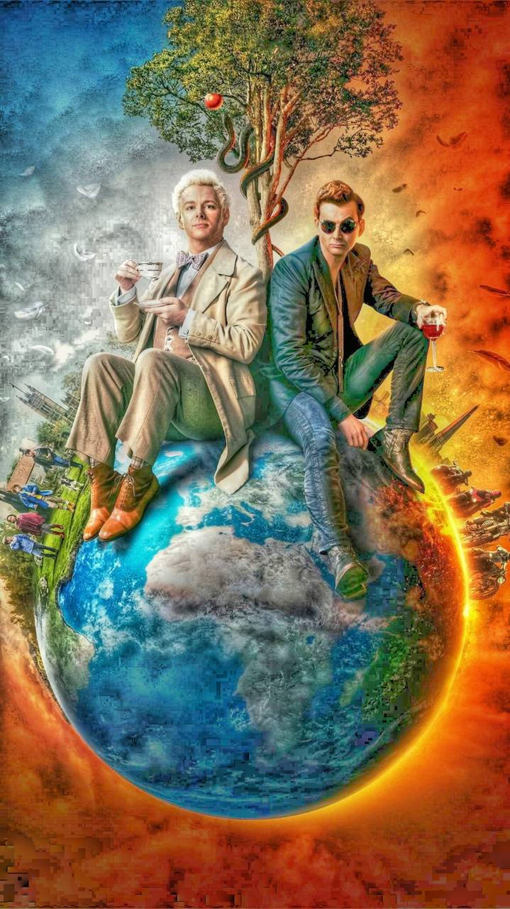 Good Omens High Contrast Poster Art Background