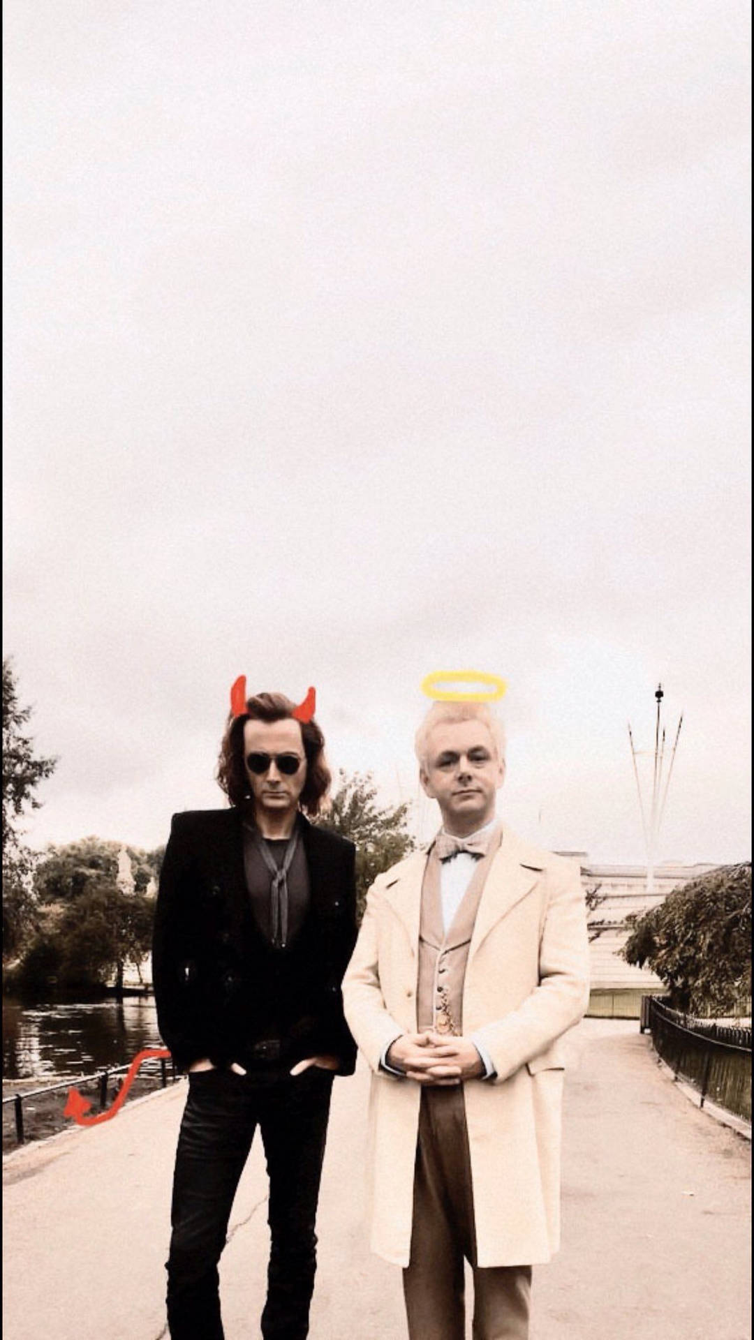 Good Omens Sepia Poster Background