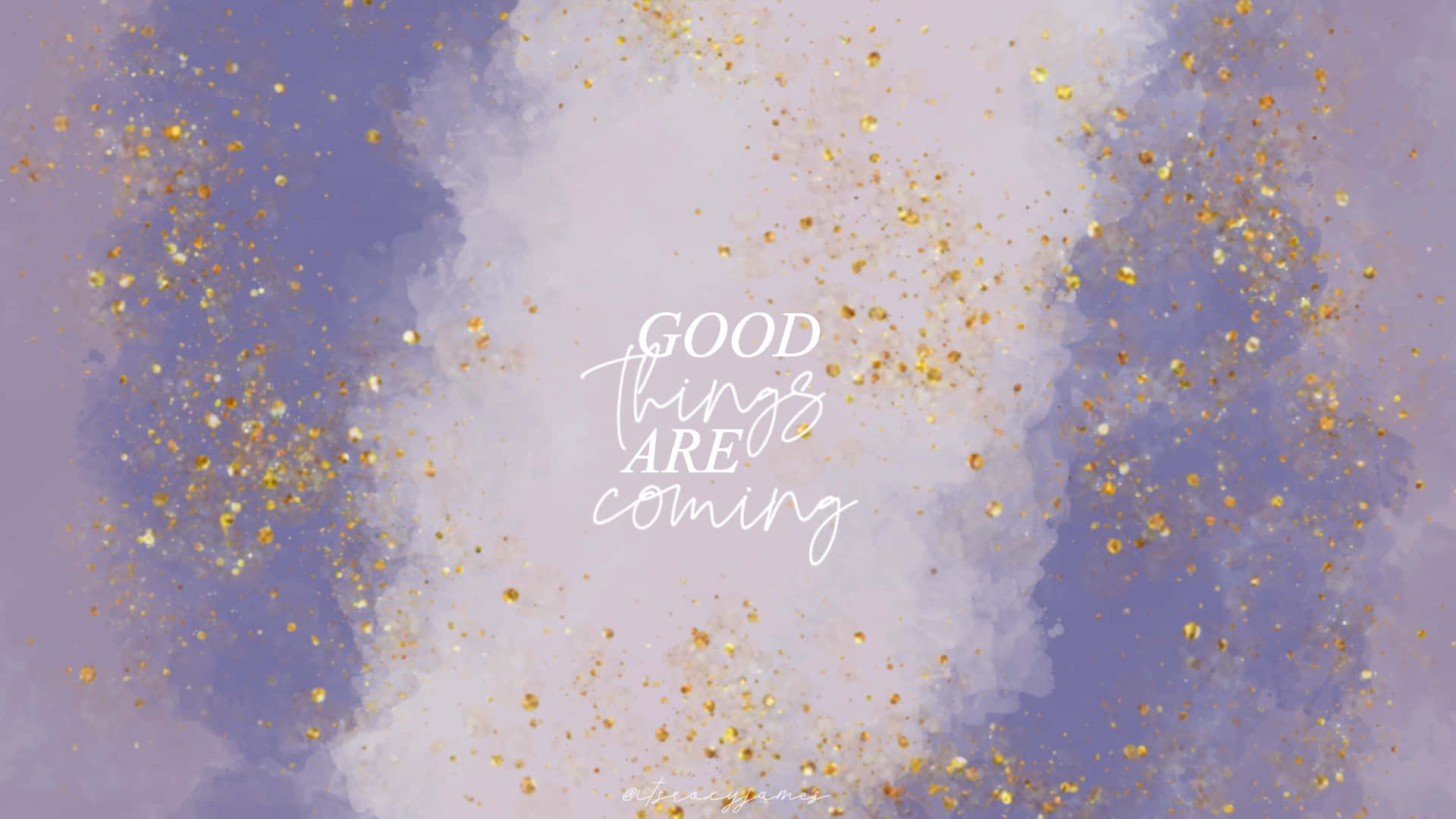 Good Things Are Coming - Gold Glitter - Purple Background Wallpaper