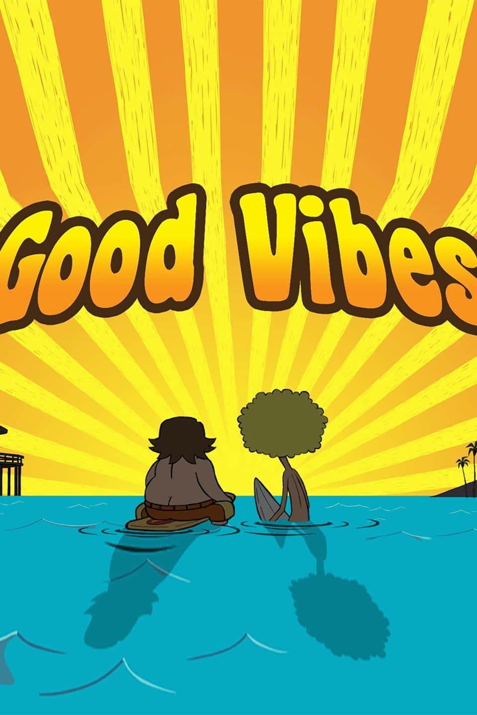 Good Vibes Cartoon With Logo Wallpaper