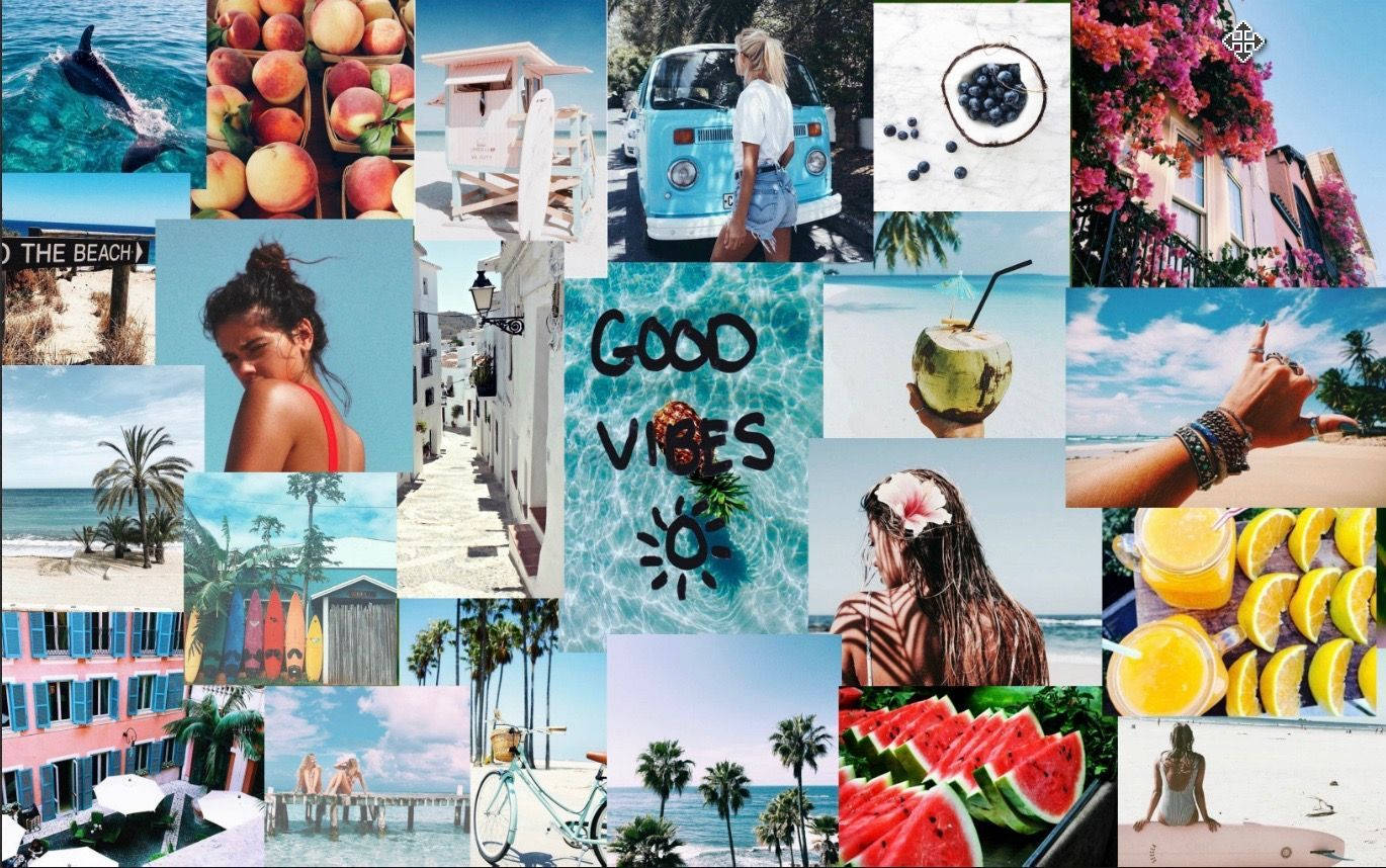 Good Vibes Collage Summer Aesthetic Computer Wallpaper