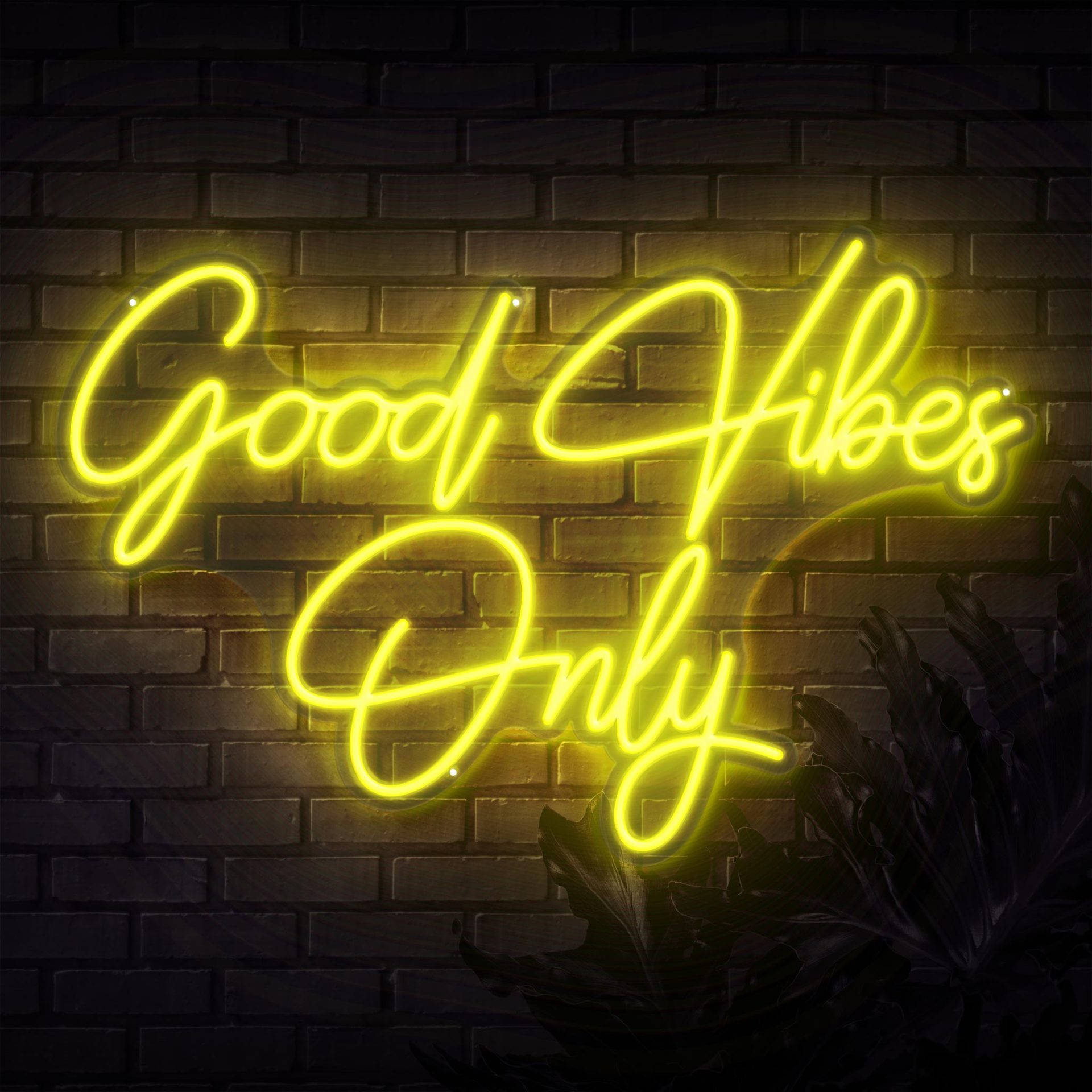 Good Vibes Only in Neon Yellow Wallpaper