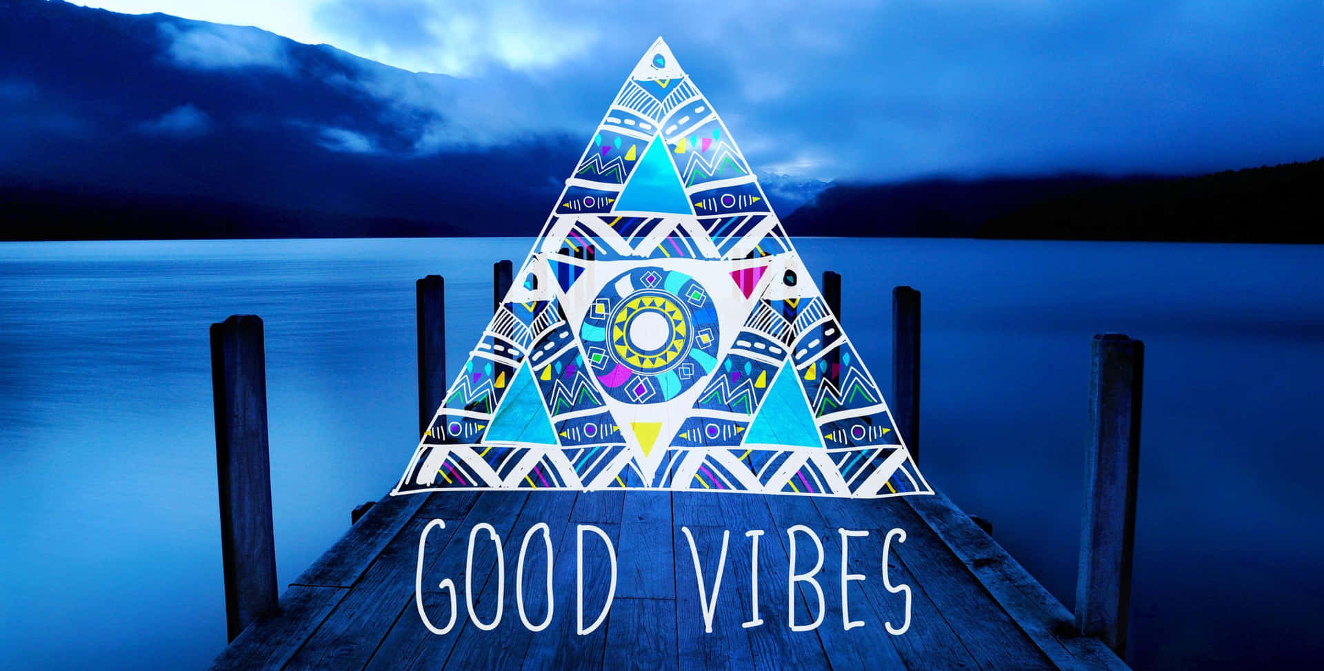 Good Vibes Triangular Artwork Dock Background Wallpaper