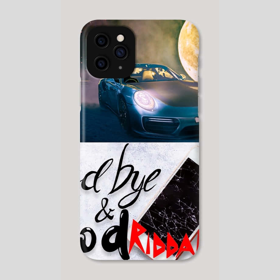 A Phone Case With A Car And The Words'do Bye&Good Karma' Wallpaper