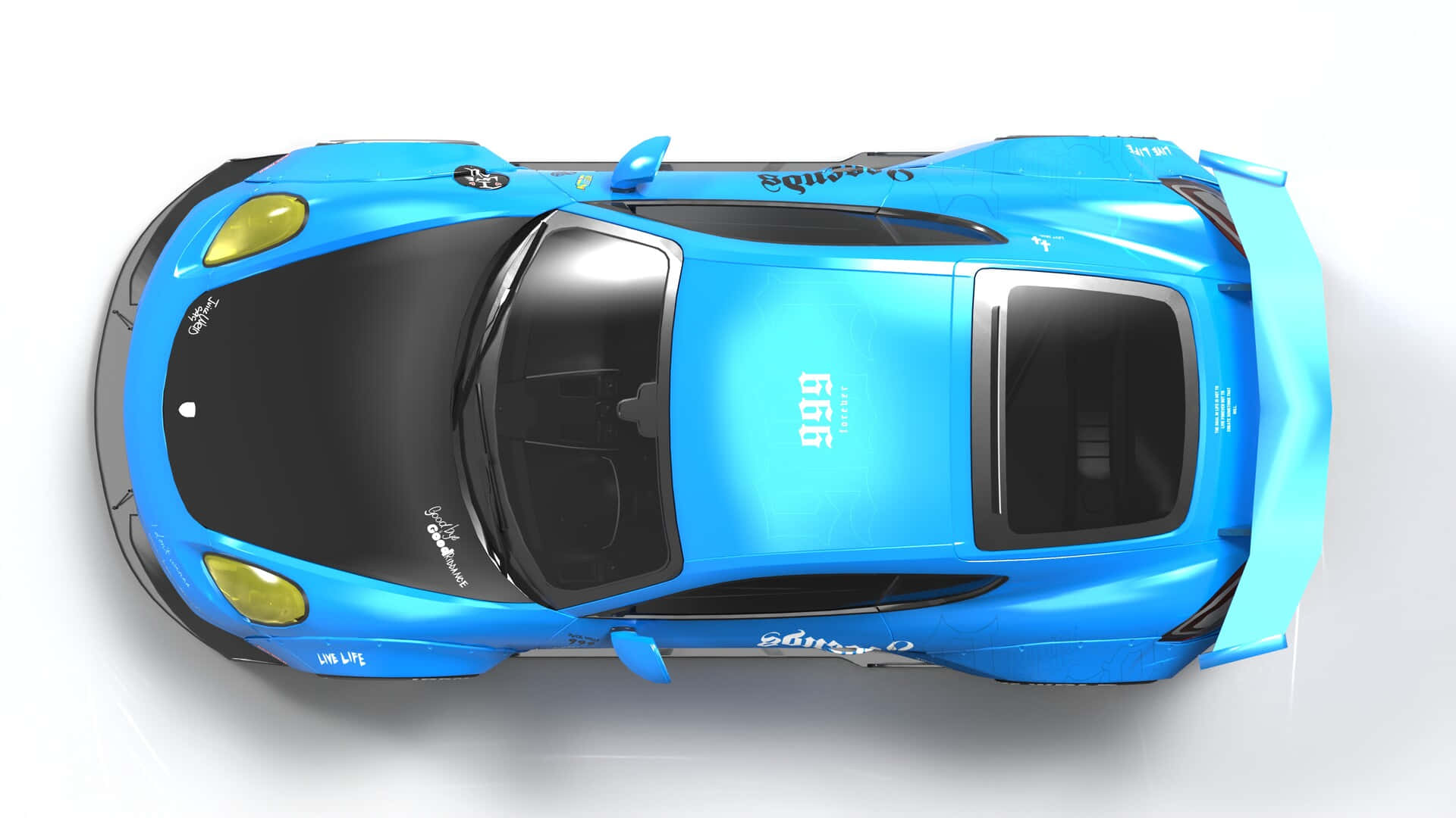 A Blue Sports Car With A Black Top Wallpaper