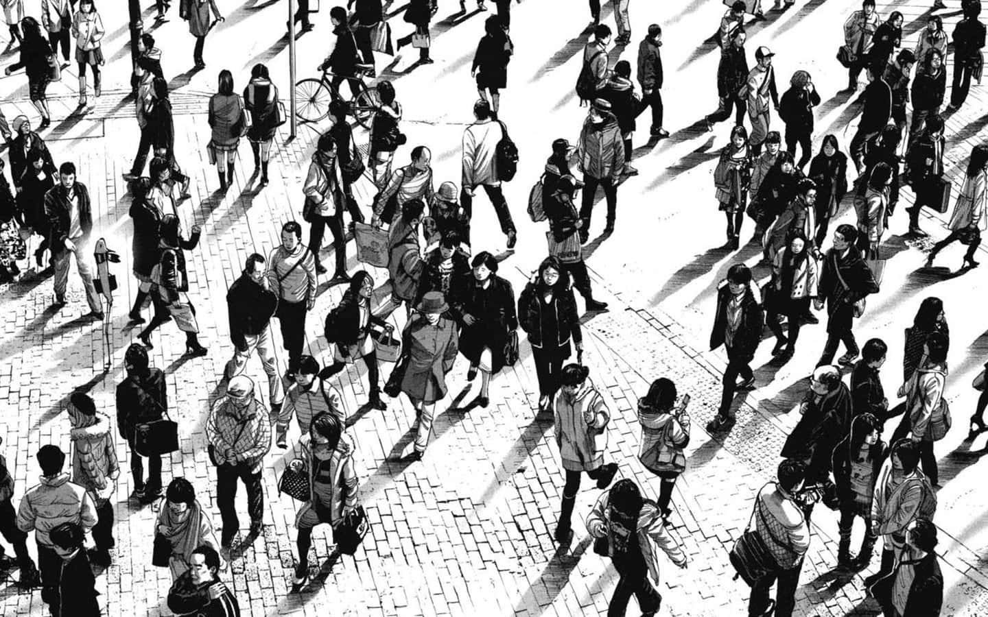 A Black And White Photo Of A Crowd Of People Wallpaper