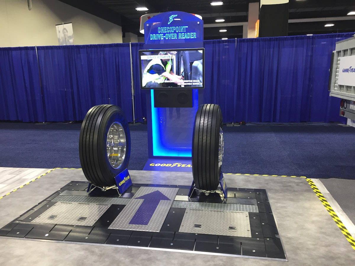 A Goodyear Tires Display at a Convention Wallpaper