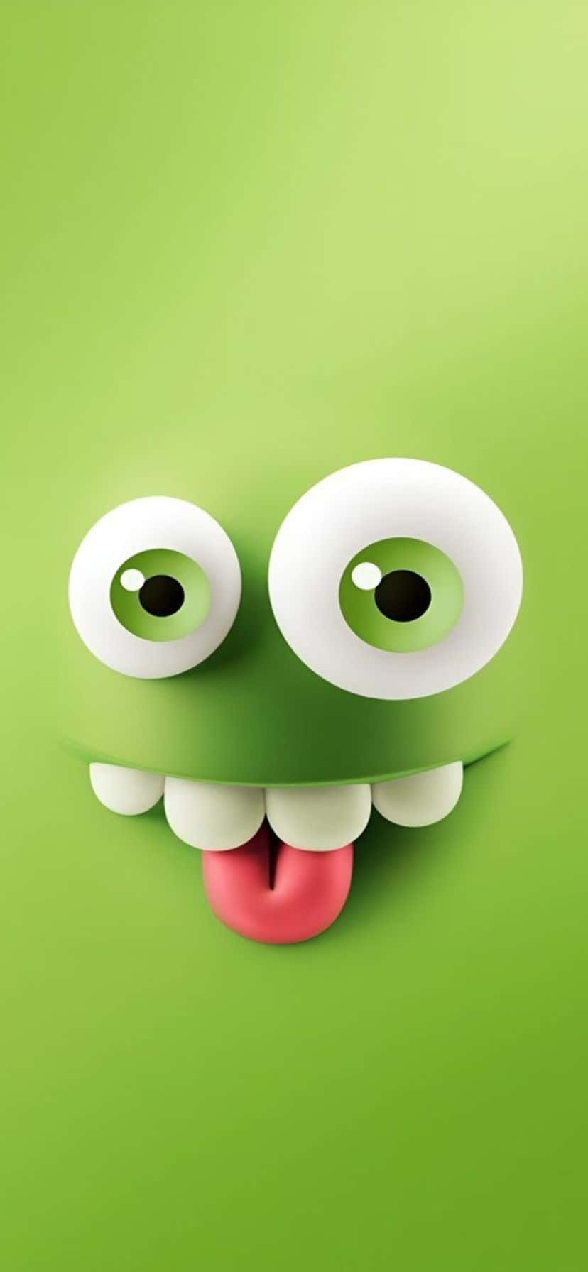 Goofy Face Emoji Green Background Wallpaper