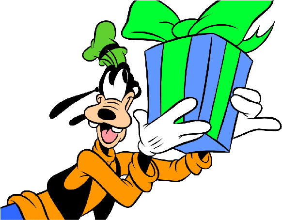 Goofy Holding Gift Box PNG