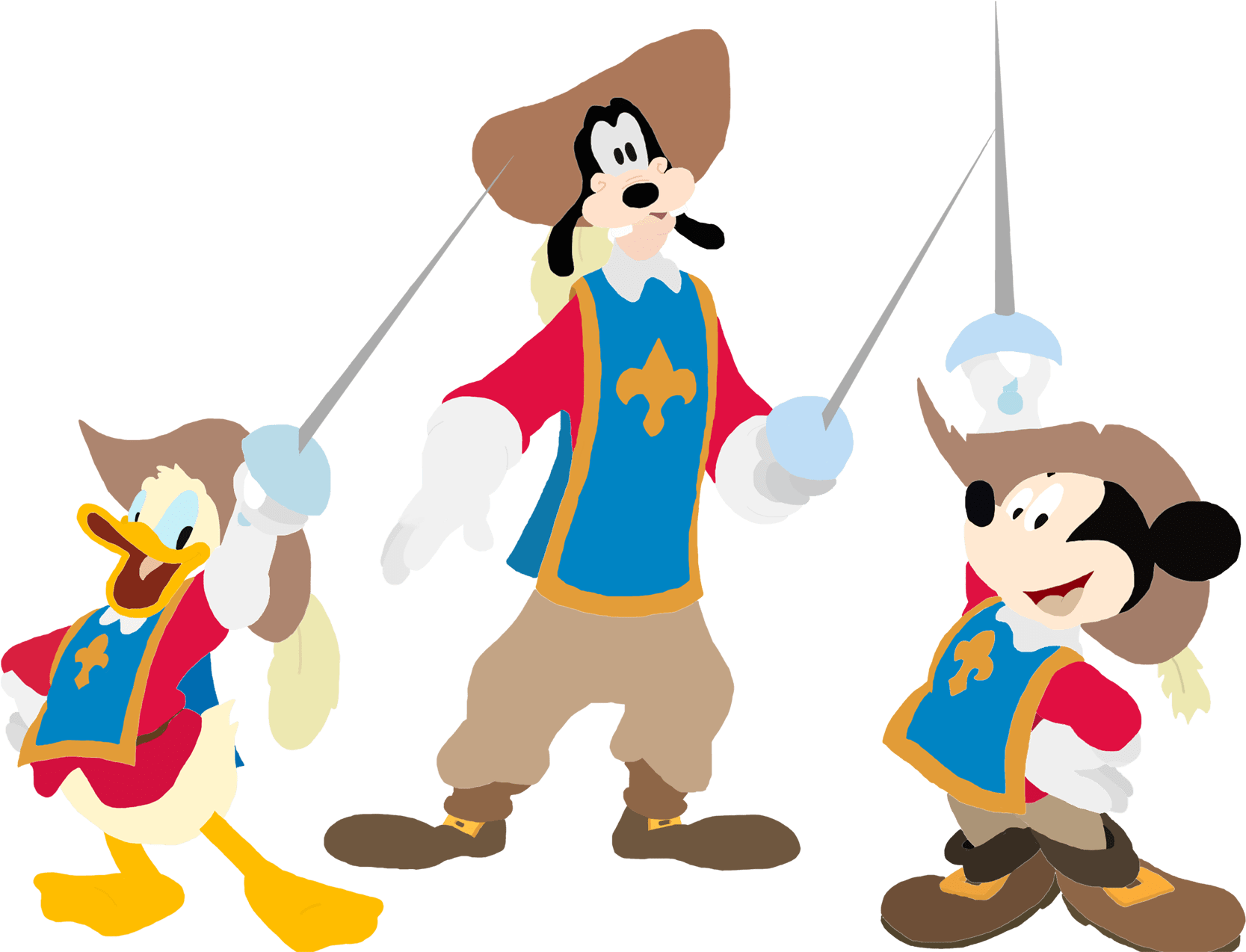 Goofy Mickey Donald Musketeers PNG