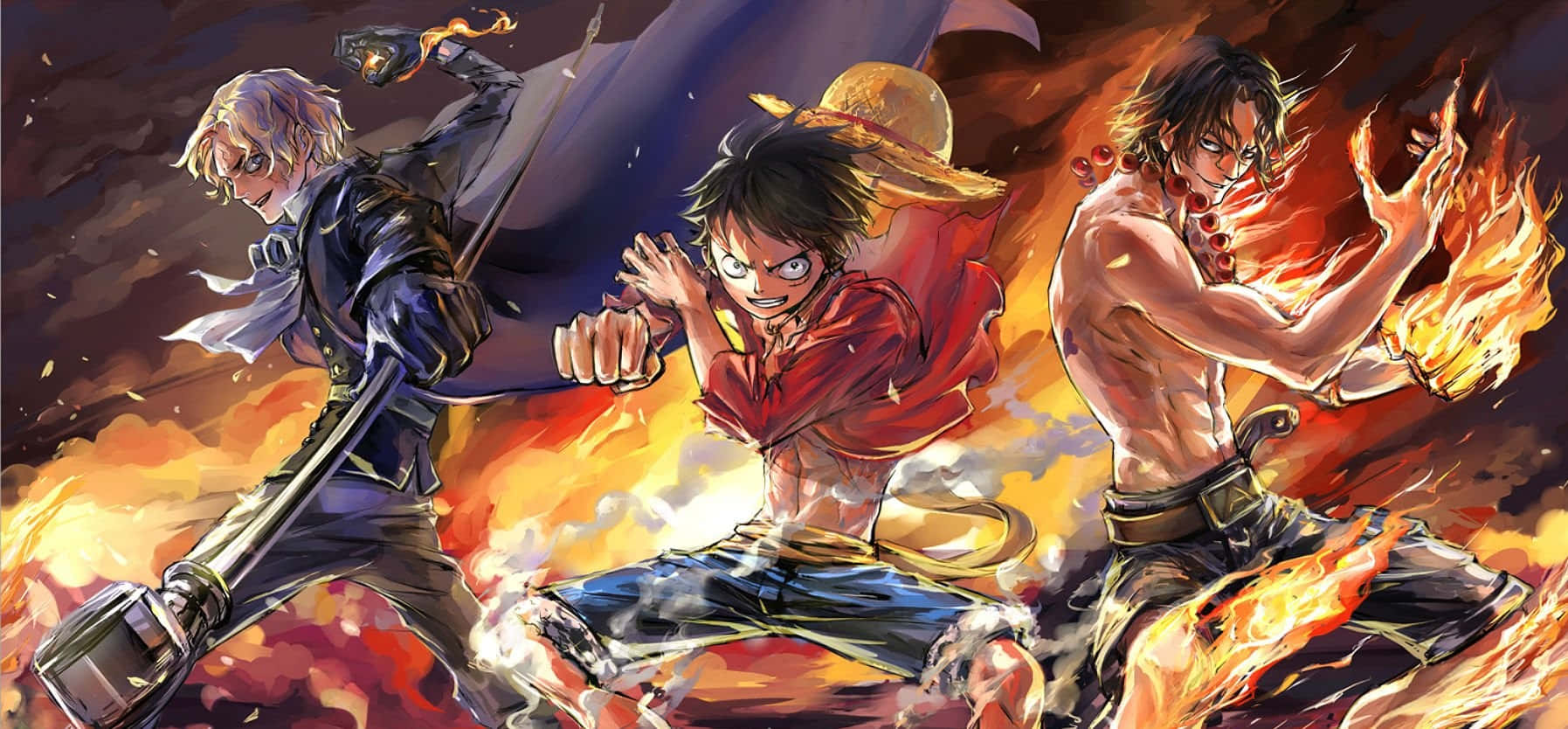 Google Anime Flaming One Piece (google Das Anime Bild One Piece Mit Flammen) Wallpaper