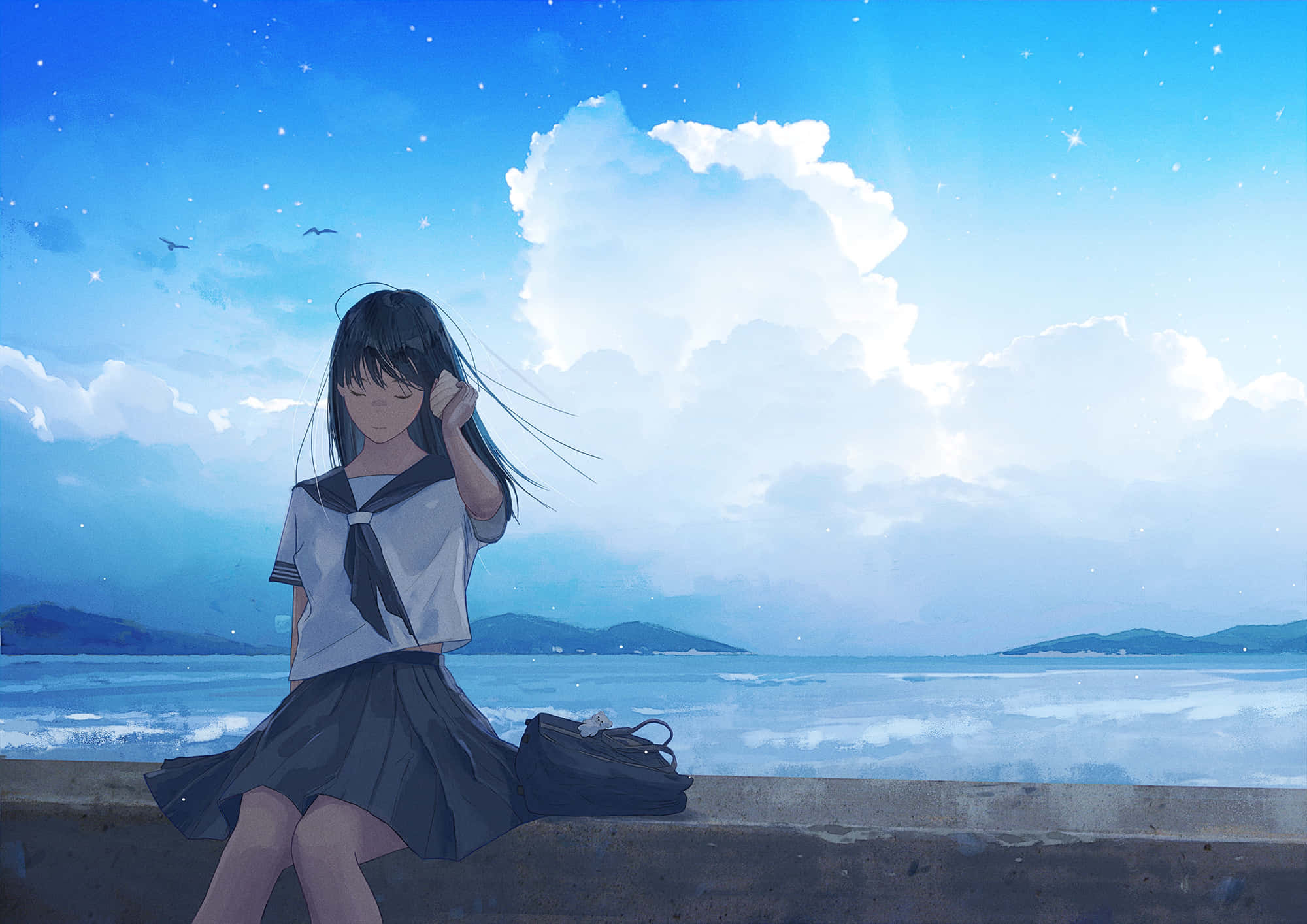 Anime girl sit on roof, city, skyscrapers, night, moon , Anime Girl City  Night HD wallpaper | Pxfuel