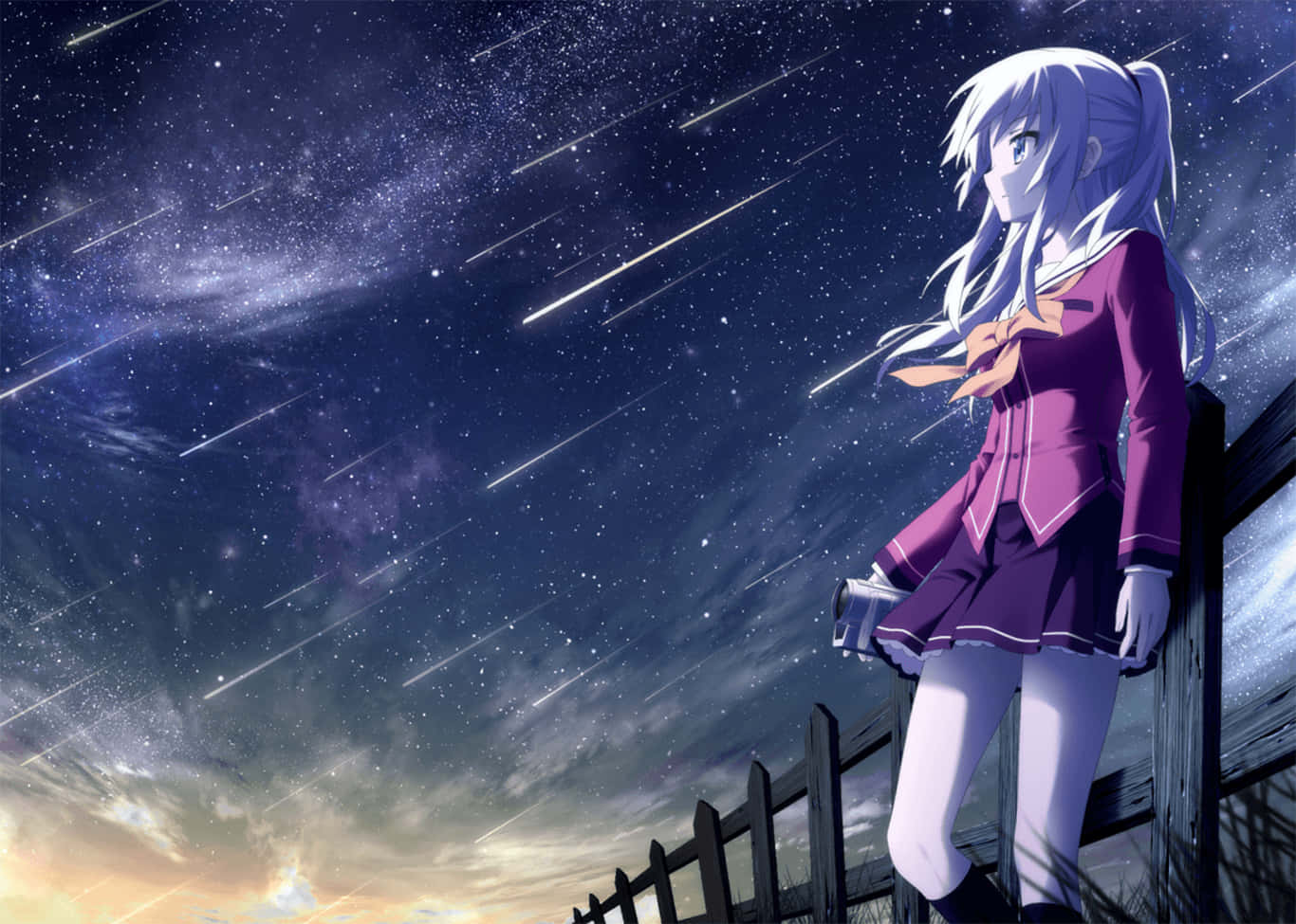 Google Anime Meteors Sky Wallpaper