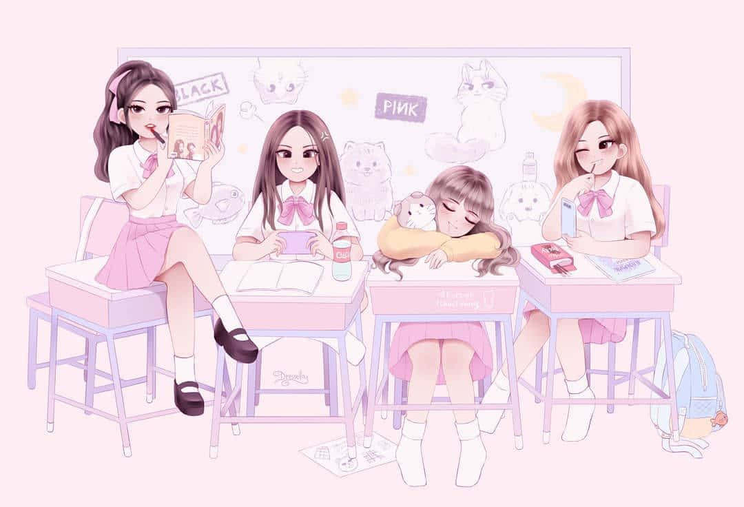 Google Anime School Girls Wallpaper