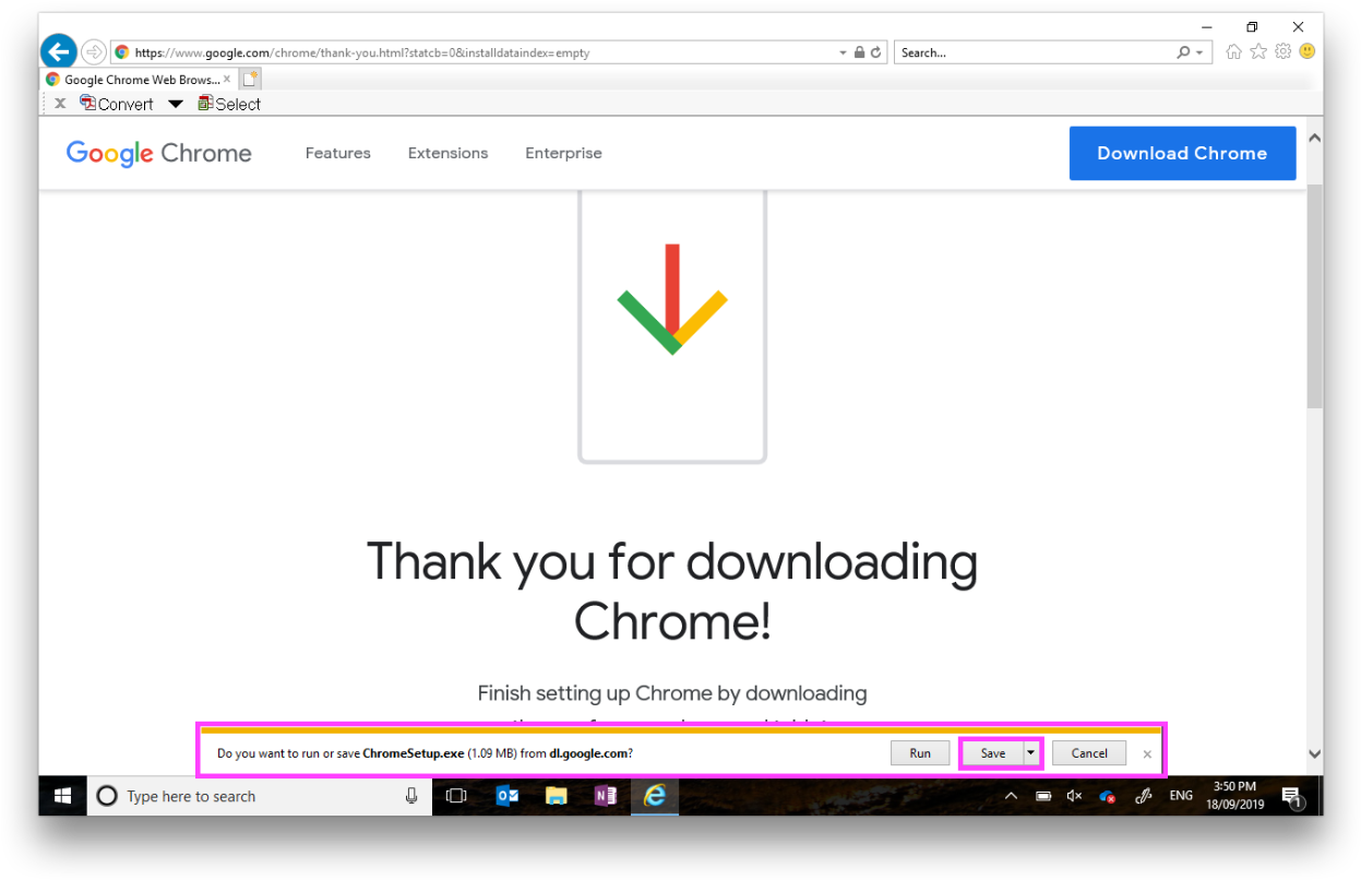 Google Chrome Download Confirmation Screen PNG