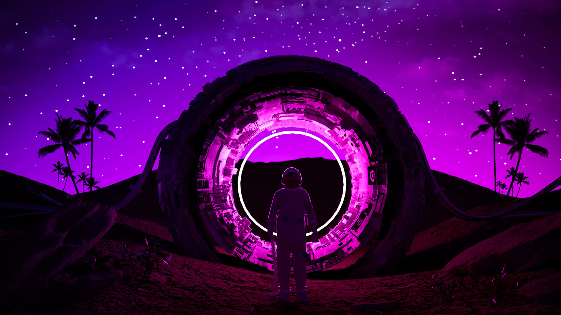 Google Desktop Astronaut Purple Wallpaper