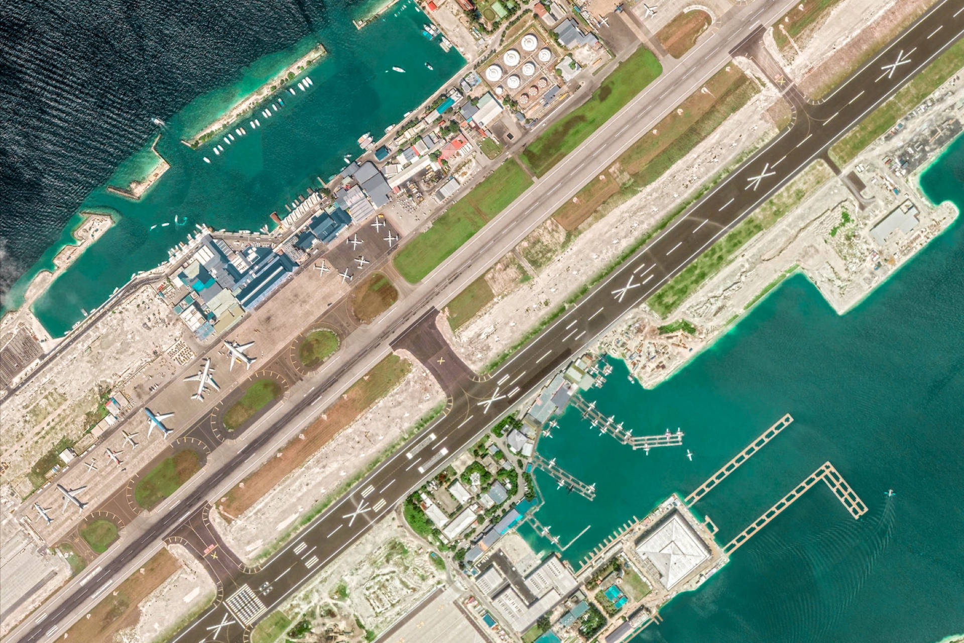 Google Earth Male Aeroporto Maldive Sfondo