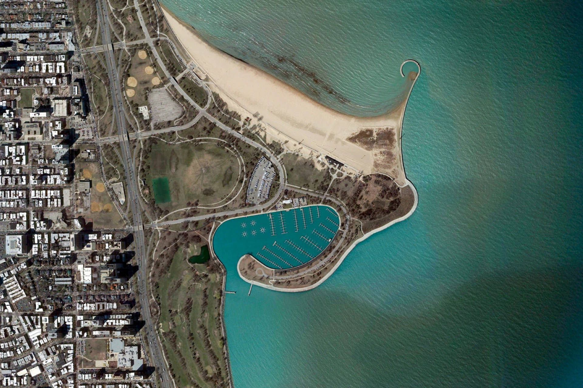 Google Earth Montrose Chicago U.S.A Skyline billeder tapet Wallpaper