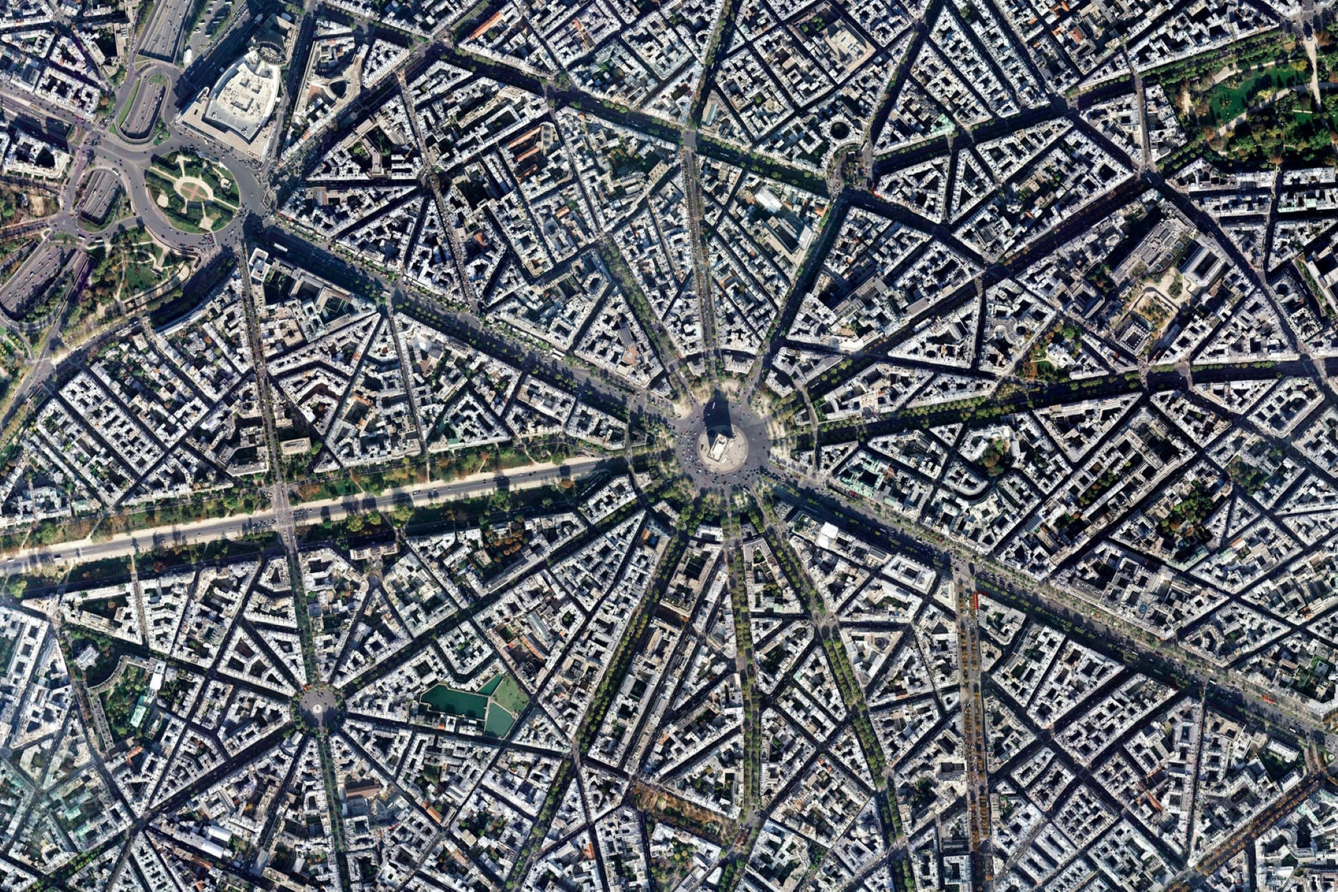 Et statisk baggrundsbillede af Google Earth Paris, Frankrig. Wallpaper